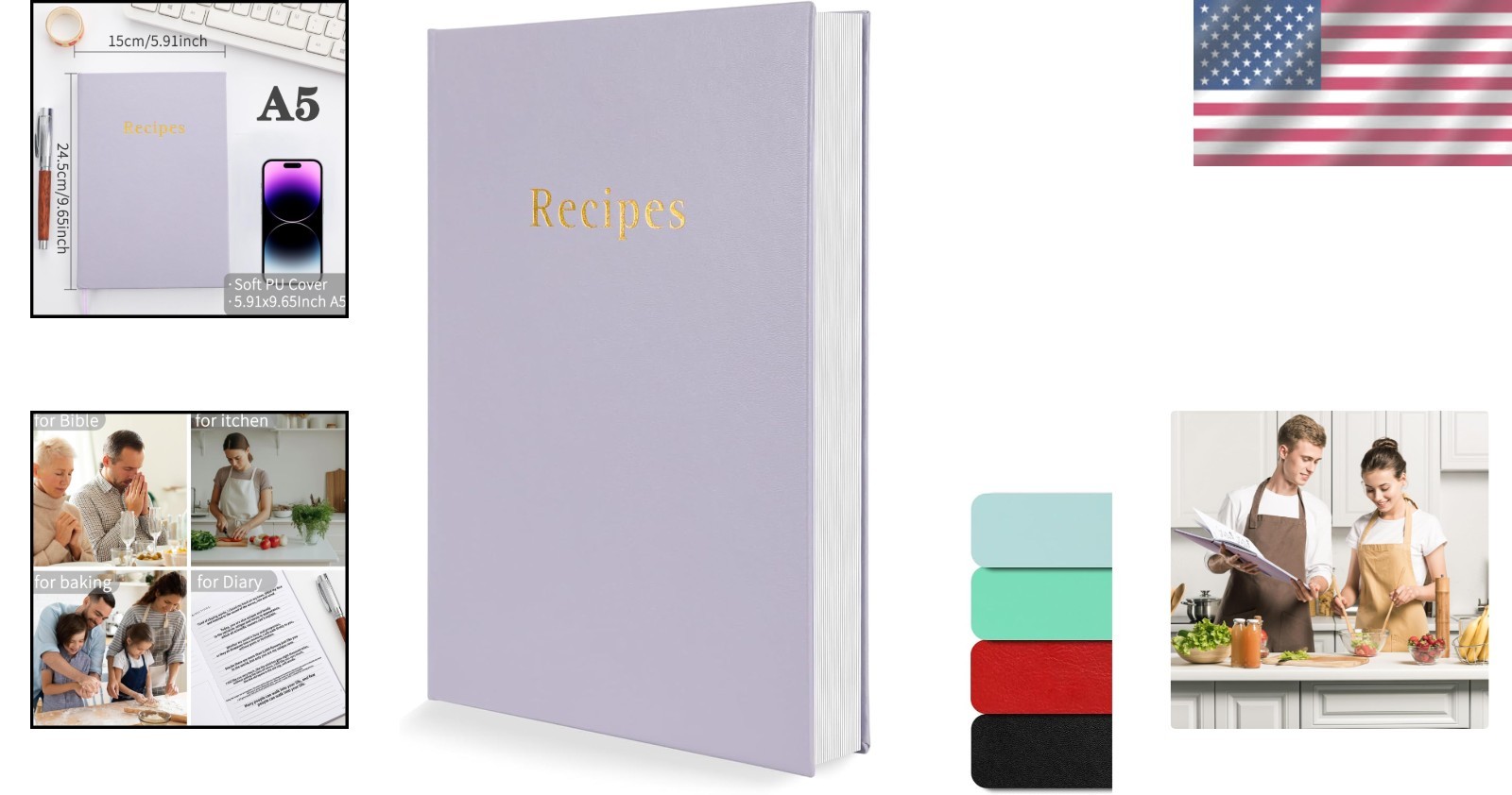 Personalized Purple Recipe Journal – 62 Ruled Pages for Creative Recipe Writing