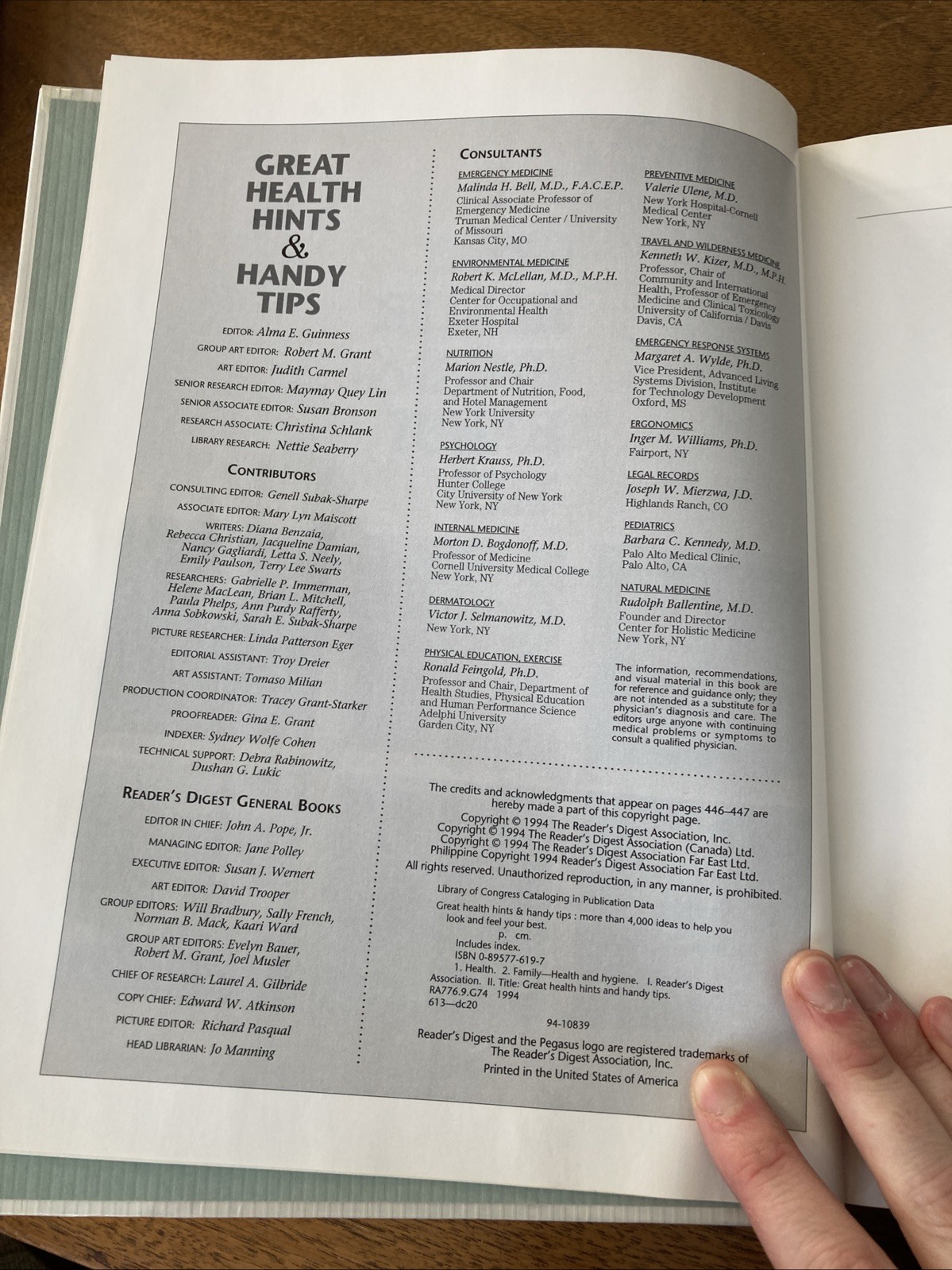 Great Health Hints and Handy Tips Vintage Reader’s Digest Reference Book 1994