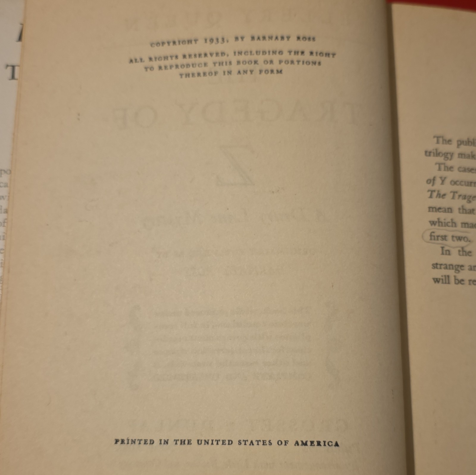 Ellery Queen The Tragedy of Z HC w/ Original Dust Jacket Grosset & Dunlap Rare
