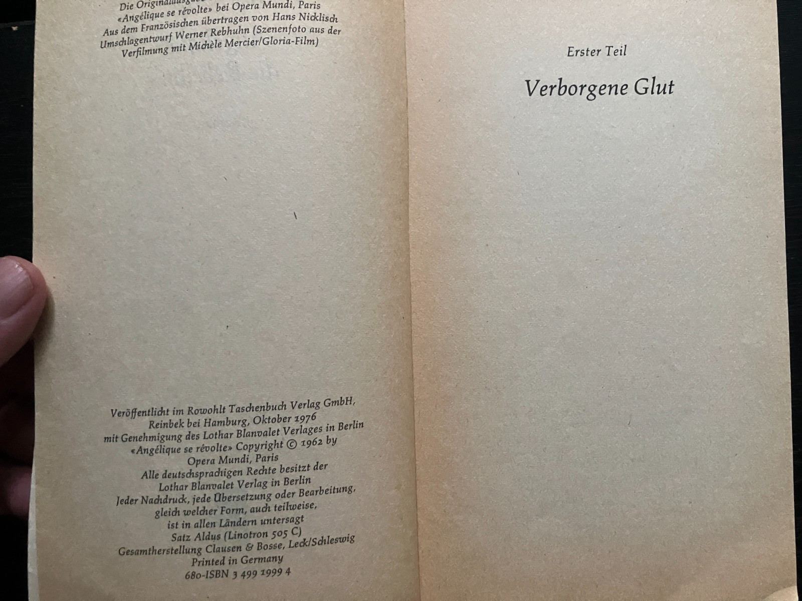 Angelique Series By Anne Golon Lot of 6 Softcover German 1970’s rororo
