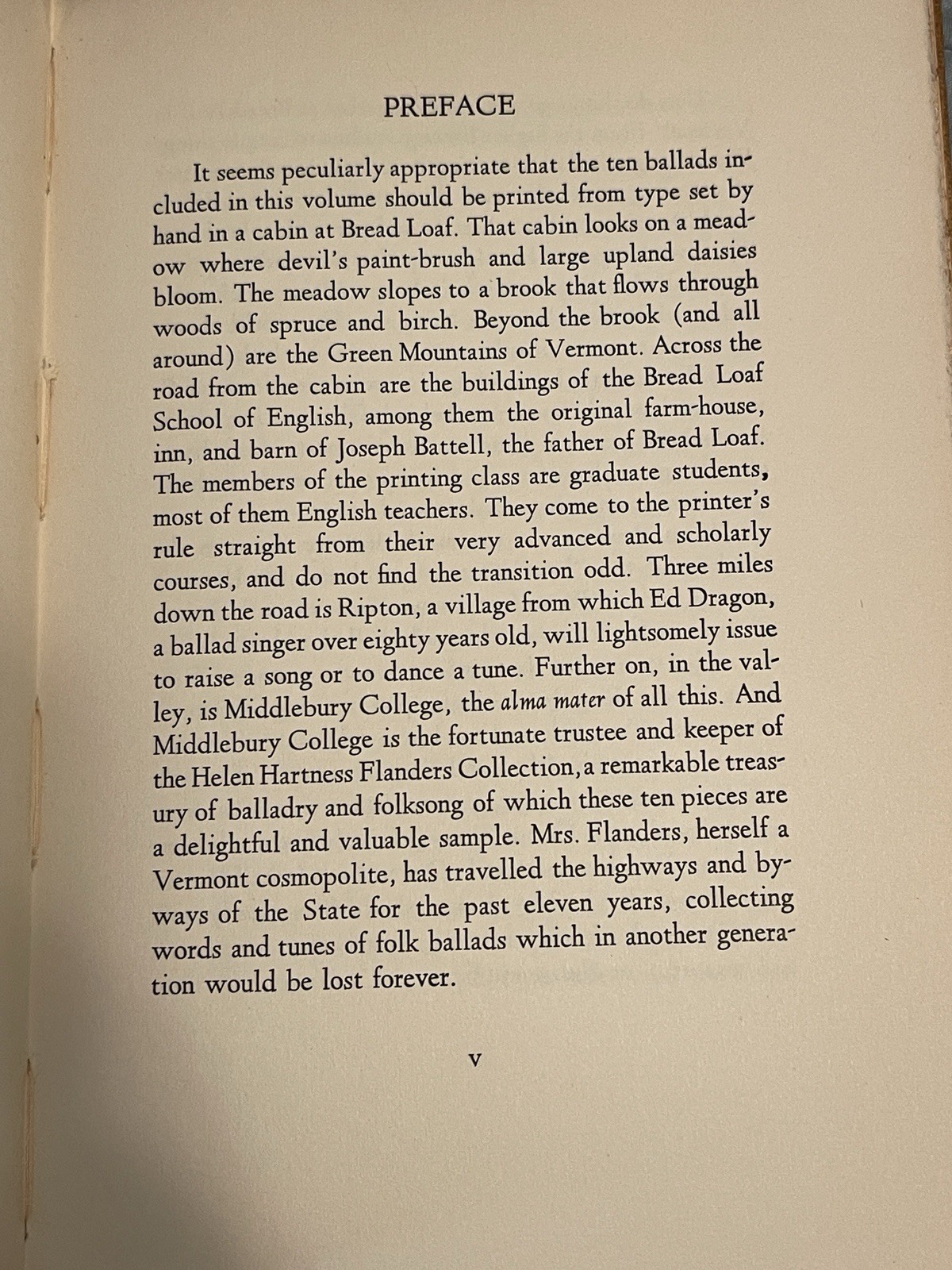 Vermont Chap Book Being A Garland of Ten Folk Ballads 1941 Middlebury College