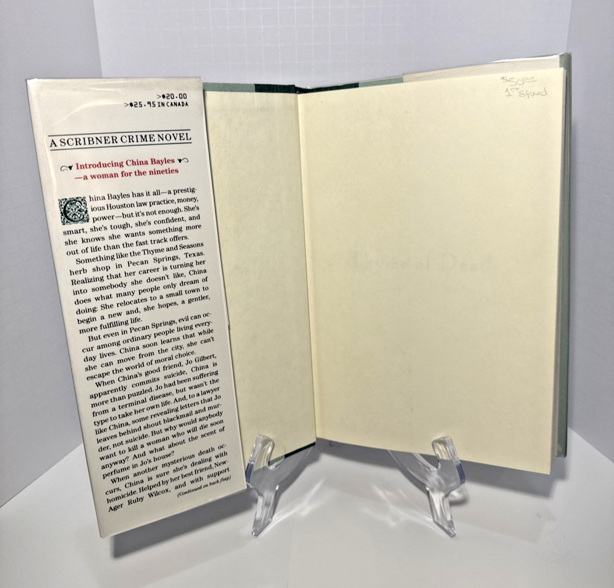 SIGNED 1st Edition HCDJ | Thyme of Death by Susan Wittig Albert
