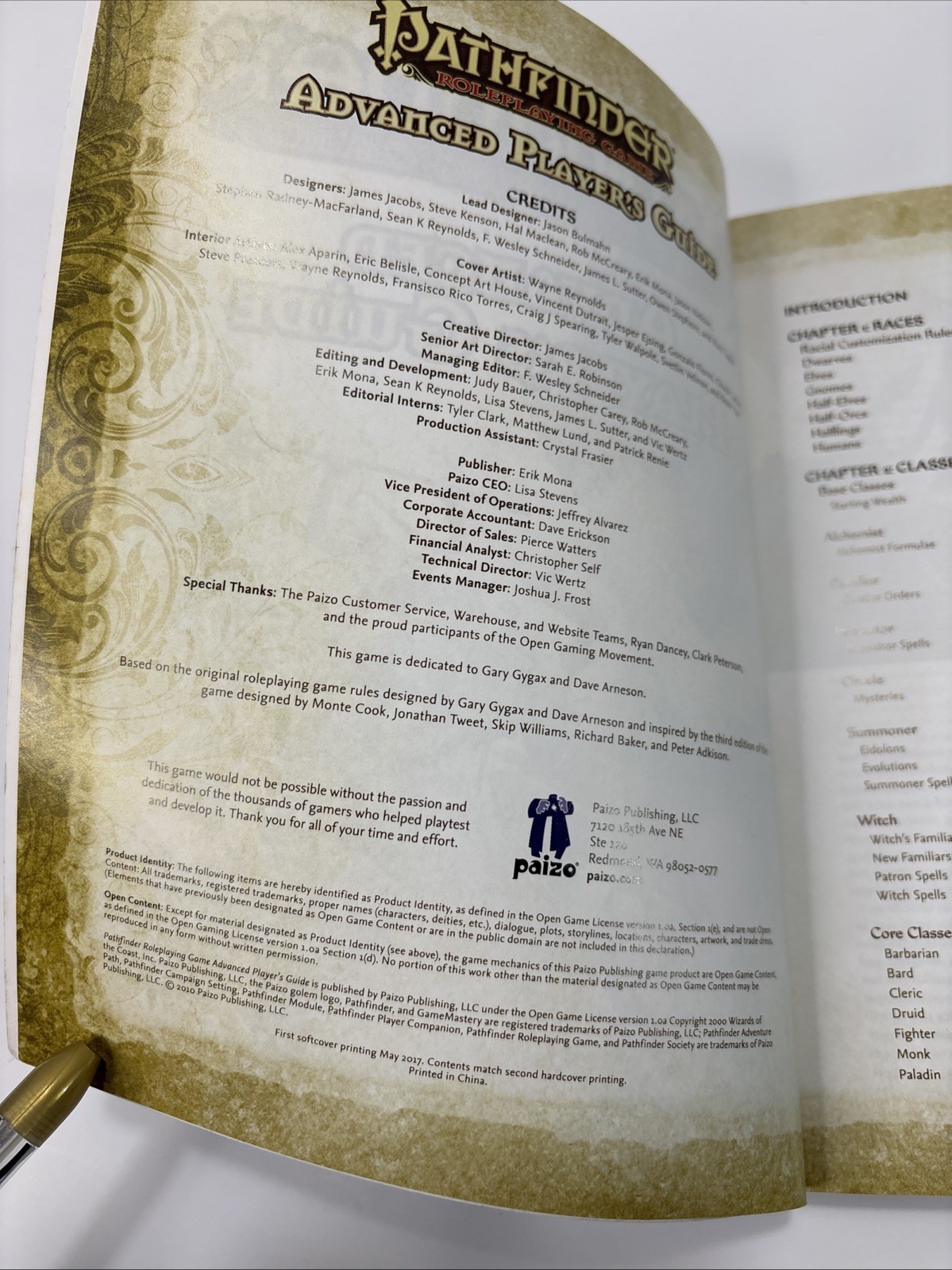 Pathfinder Roleplaying Game : Advanced Player’s Guide, Paizo Staff 2017, Bulmahn
