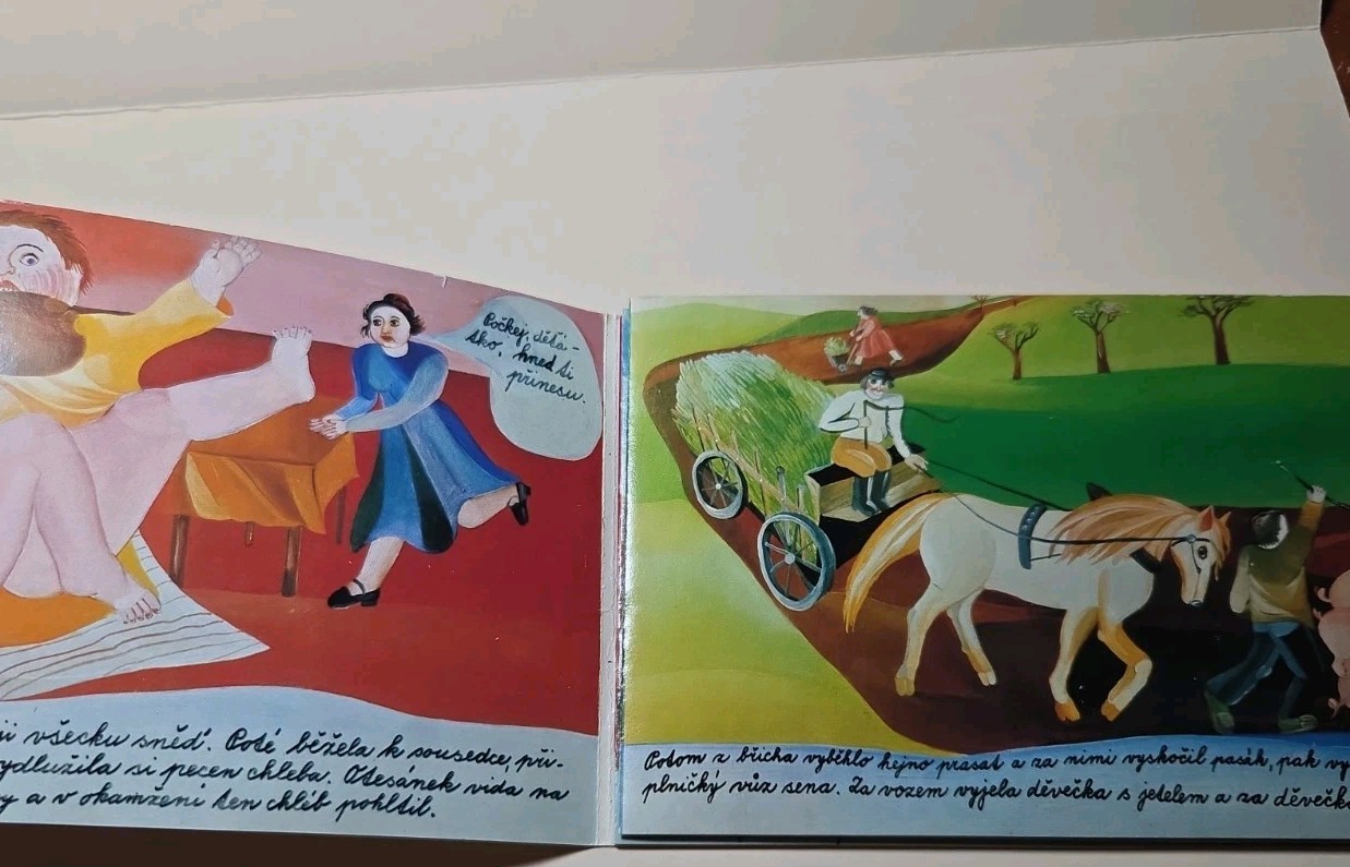 Rare Vintage Czech Otesanek Fold-Out Story Booklet 11 Illustrated Pages
