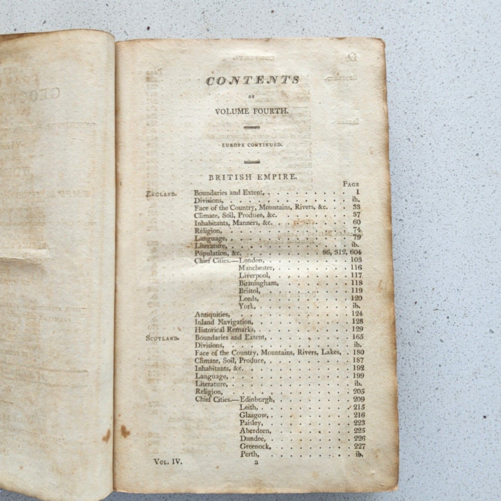 1805 System of Geography Vol IV Glasgow Antique Leather Book with Foldout Maps