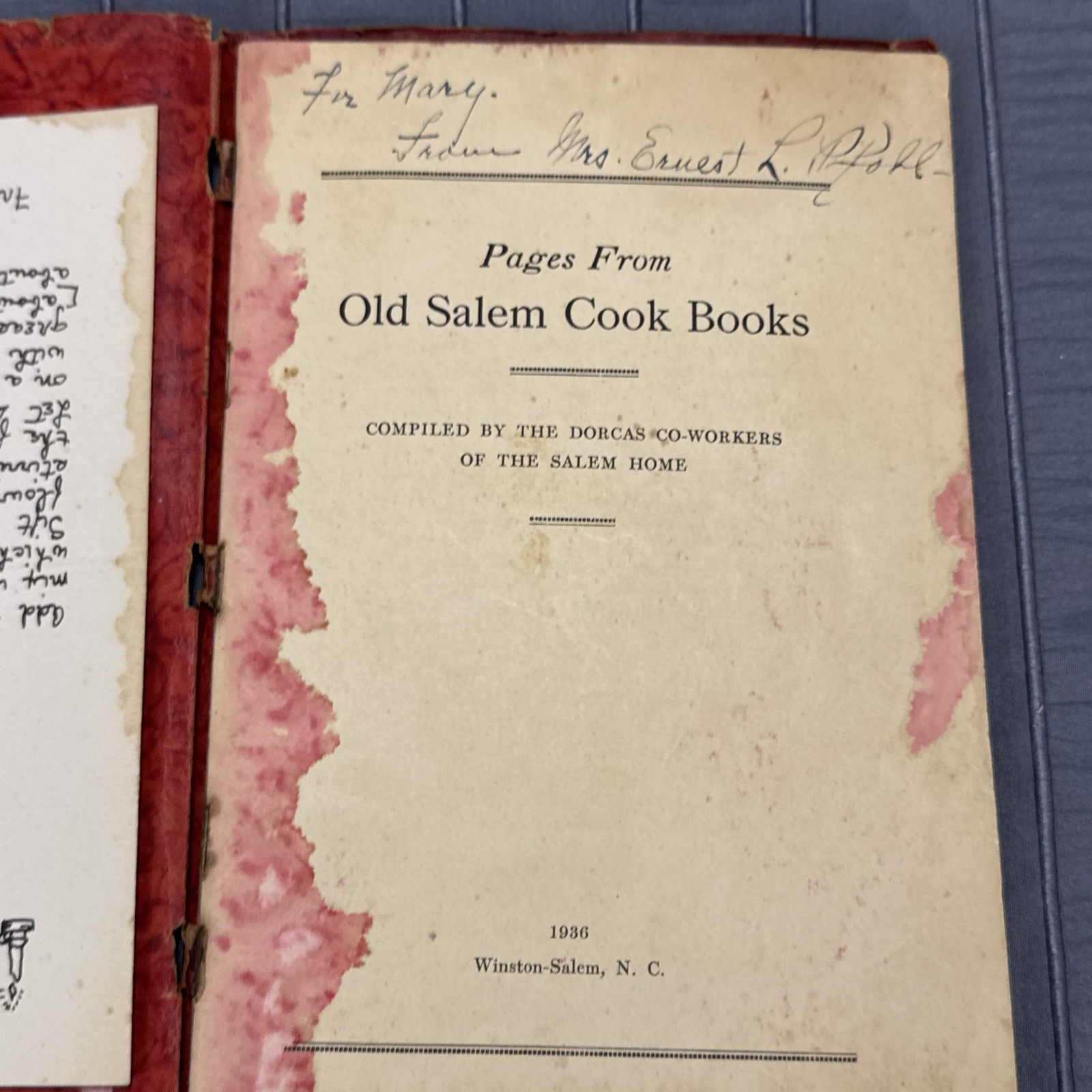 Pages From Old Salem Cook Books 1936, The Dorcas Co-Workers Of The Salem Home