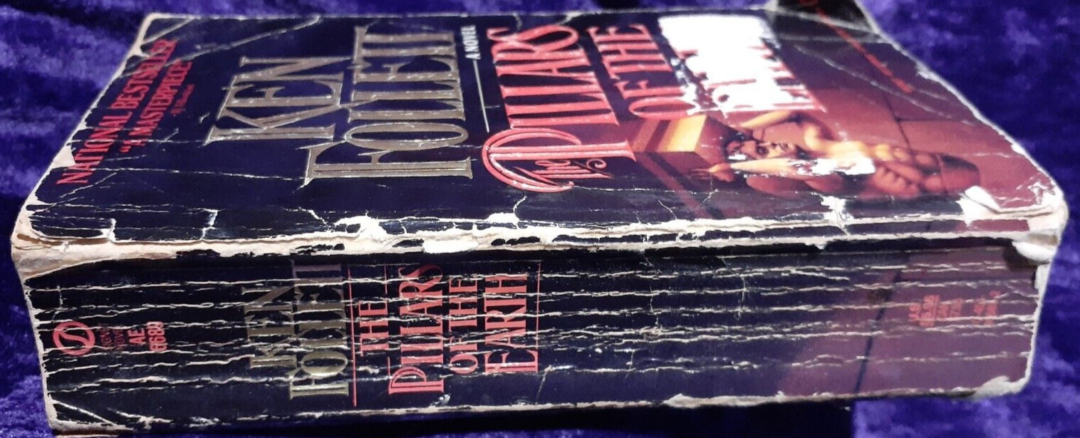 Ken Follett Pillars Of The Earth Book**Torn, Partially Peeled off Title, Stains*