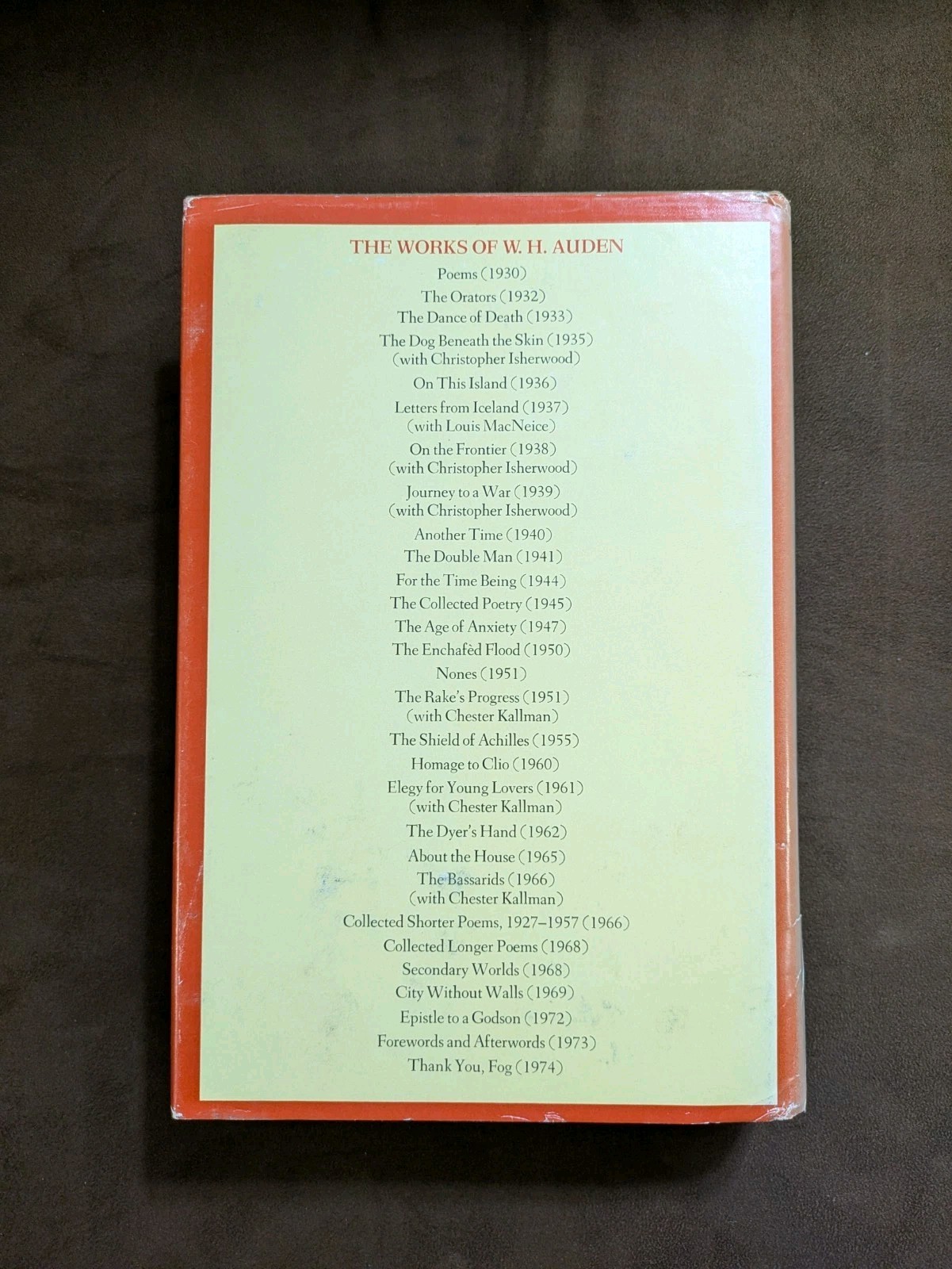 Collected Poems by W. H. Auden (1976, Hardcover) First Trade Ed. Read Descrip.