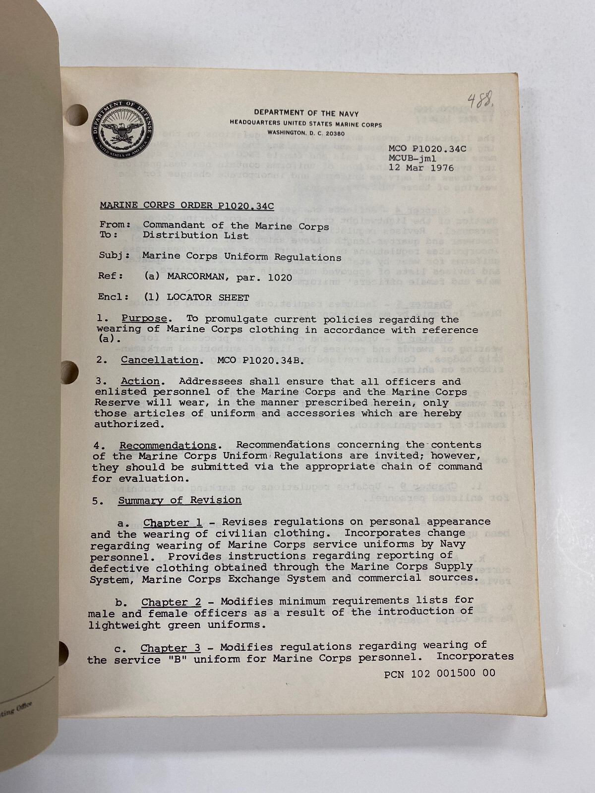 KAA) United States US Marine Corps USMC Uniform Guide 1976 PB Cold War Era
