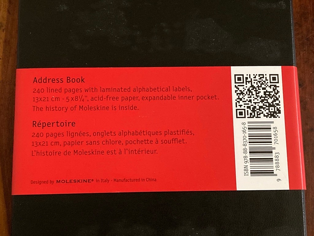 Moleskine Classic Desk Pro Address Book Large Black Hard Cover 5″ x 8.25″