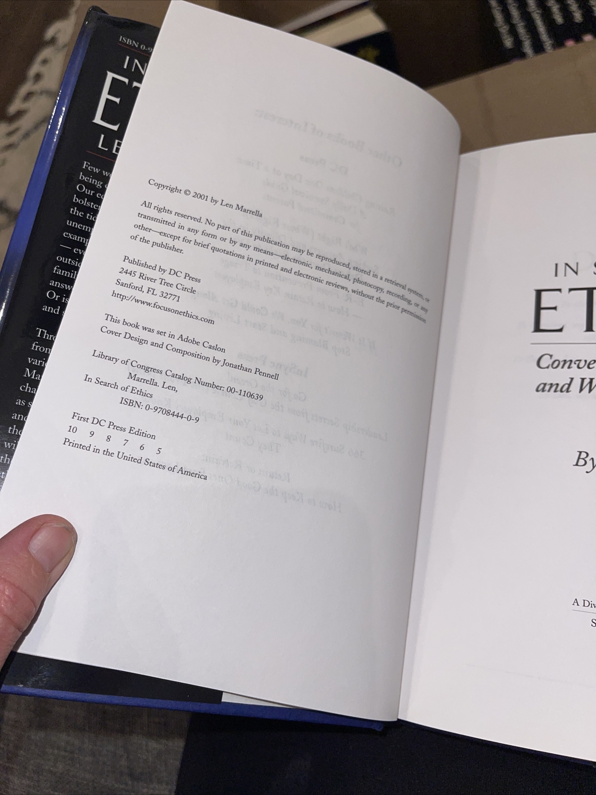 In Search of Ethics: Conversations Men/Women Character Signed Marella West Point