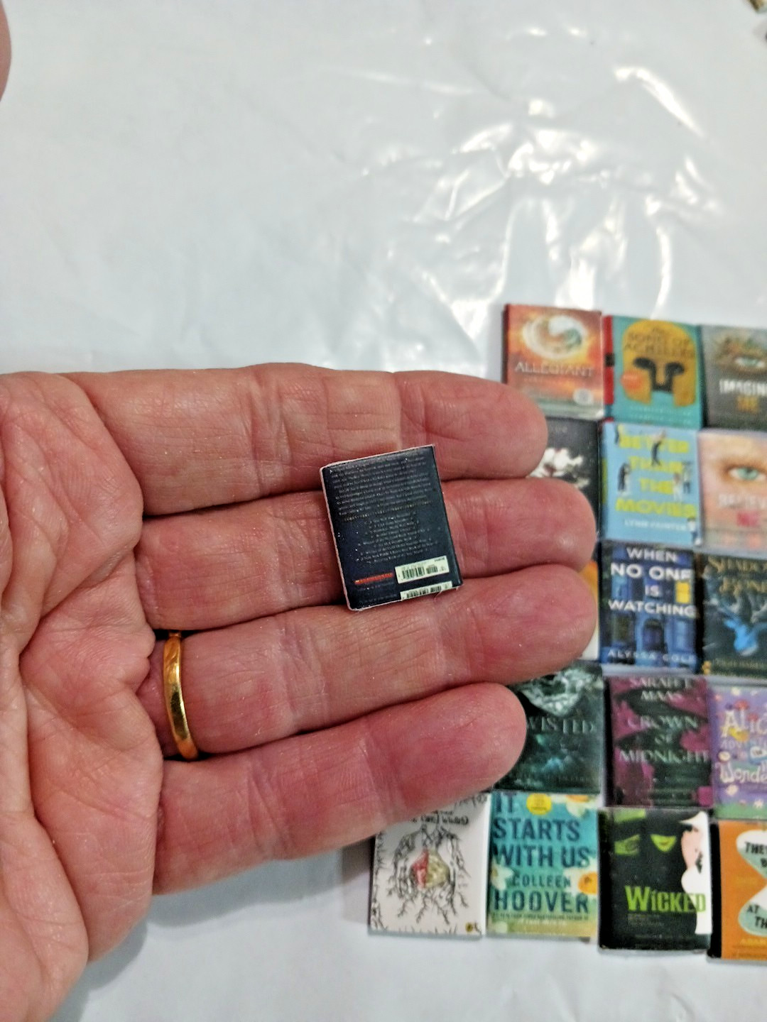 Doll house books 1:12 scale mini books 40 Cute tiny miniature book 3/4″ x 5/8″