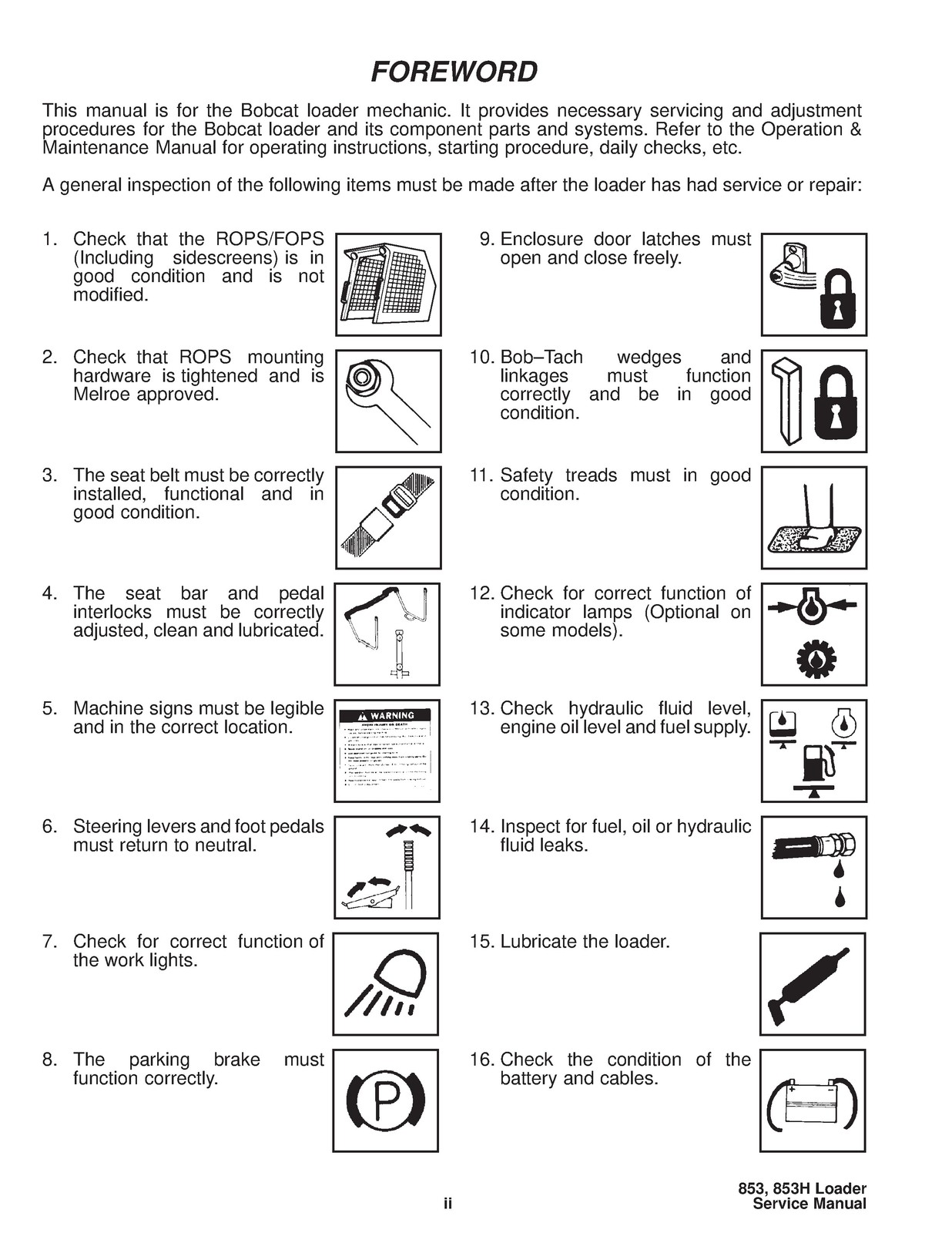 BOBCAT 853 Service Manual 1995 SN 508418001 Up – BOUND – COVERS – XL FOLDOUTS