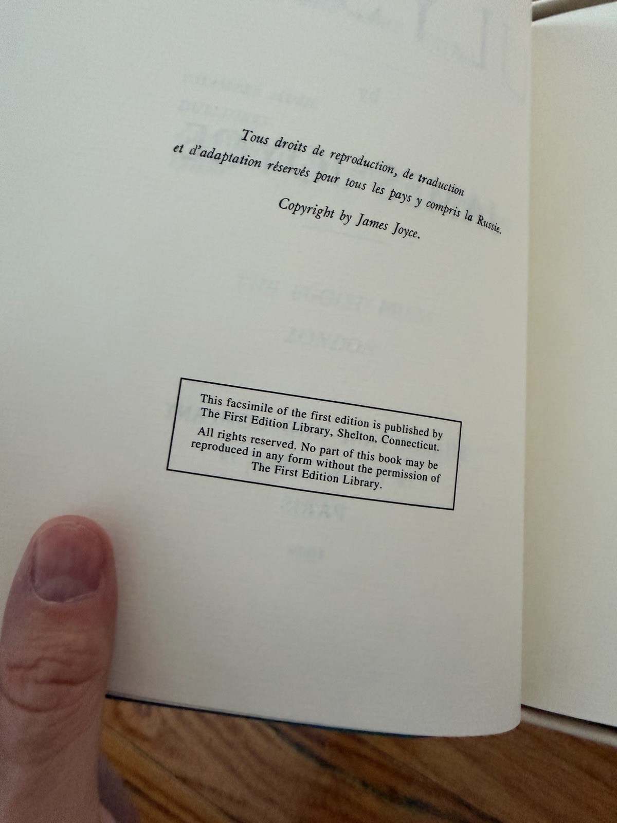 Ulysses FIRST EDITION LIBRARY FEL [Facsimile of 1922 First Edition] Excellent