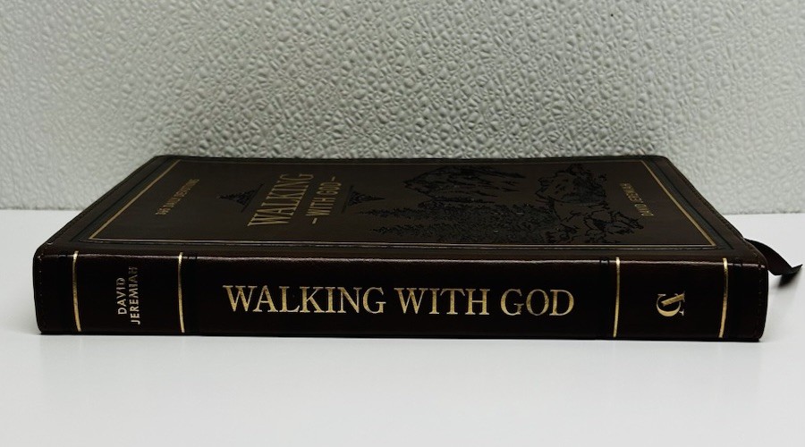 Brown WALKING WITH GOD Book Feax Leather 365 Daily Devotions David Jeremiah