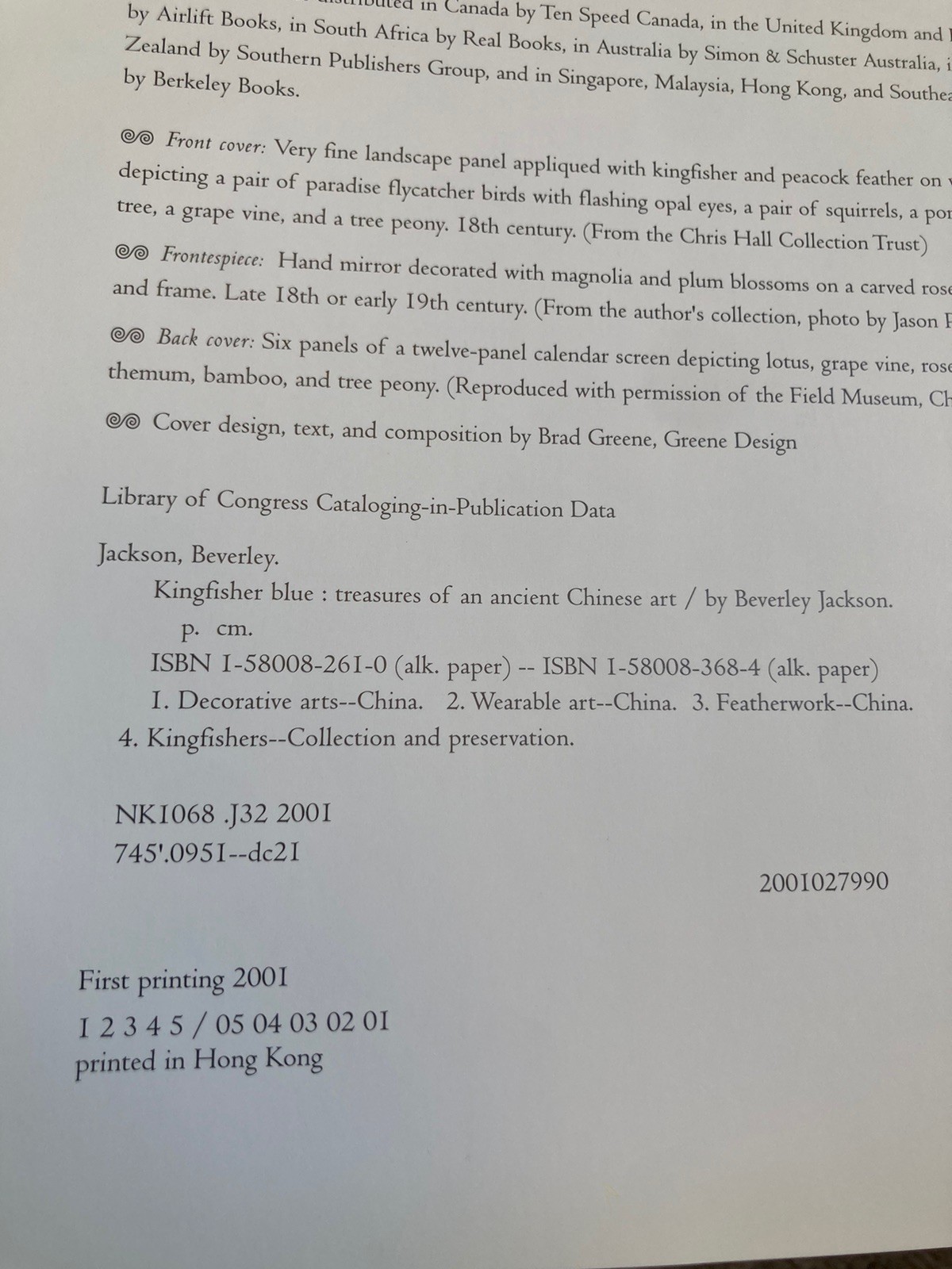 Kingfisher Blue, Treasures of an Ancient Chinese Art, Jackson 1st Hardcover 2001