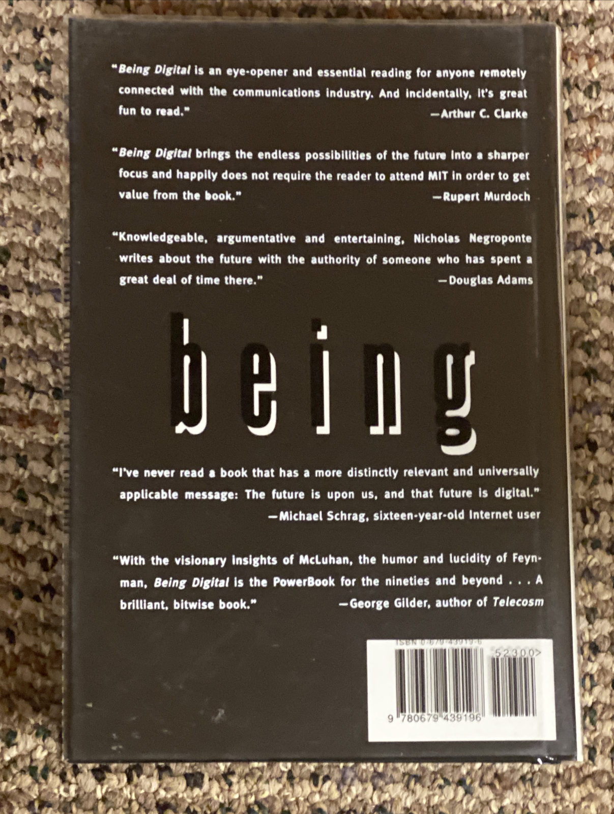 Being Digital by Nicholas Negroponte (1995, Hardcover)