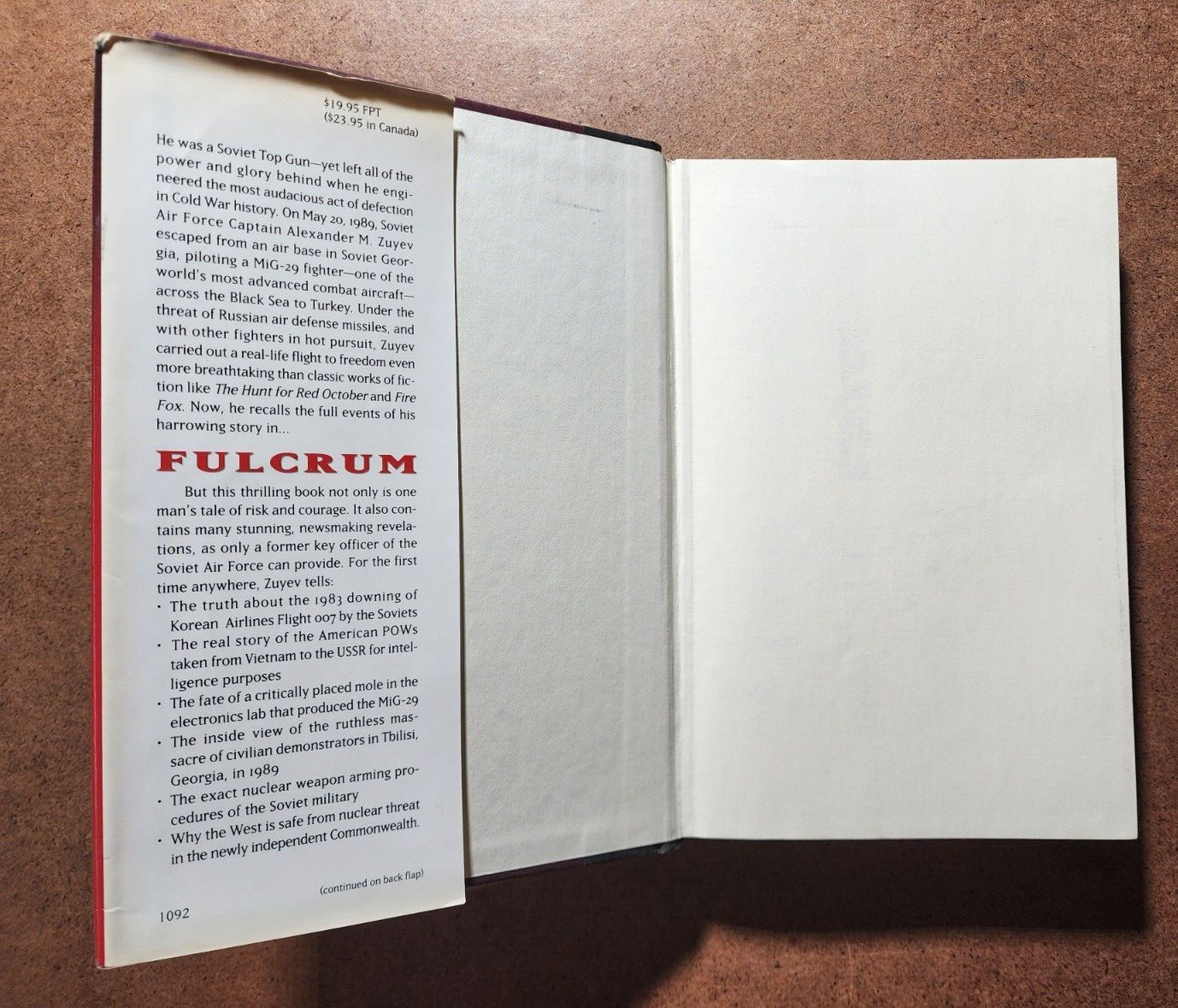 FULCRUM Top Gun Pilots Escape from Soviet Emp. Alexander Zuyev SIGNED 1st Print