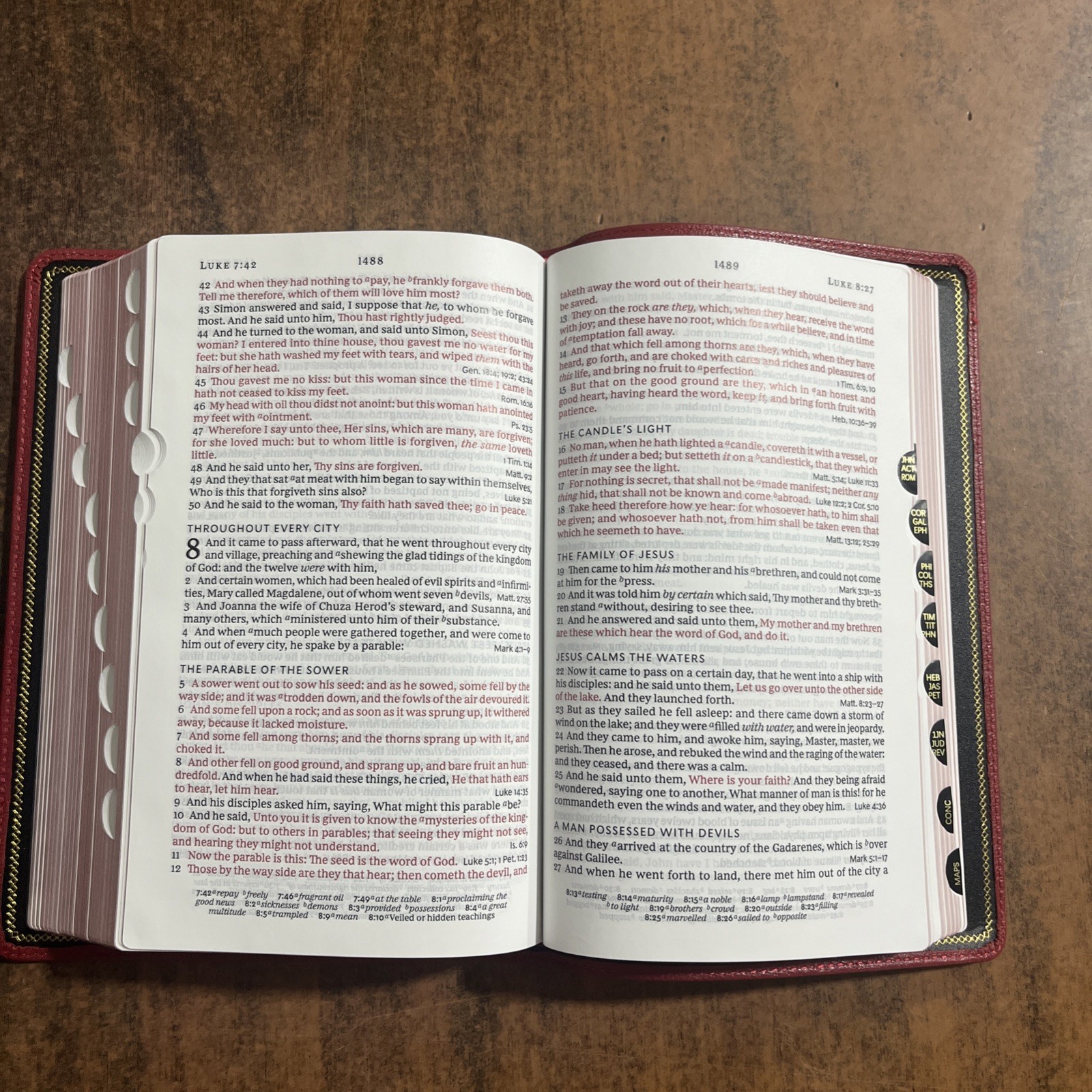 KJV Large Print Single Column Bible Indexed – $204.99 – Red Goatskin Leather
