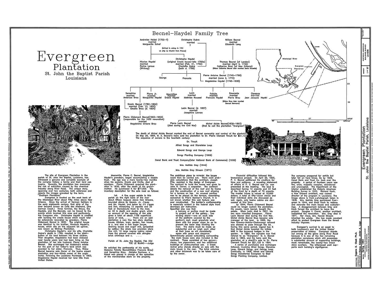 Evergreen Plantation Drawings, Edgard LA – Historic House Plans