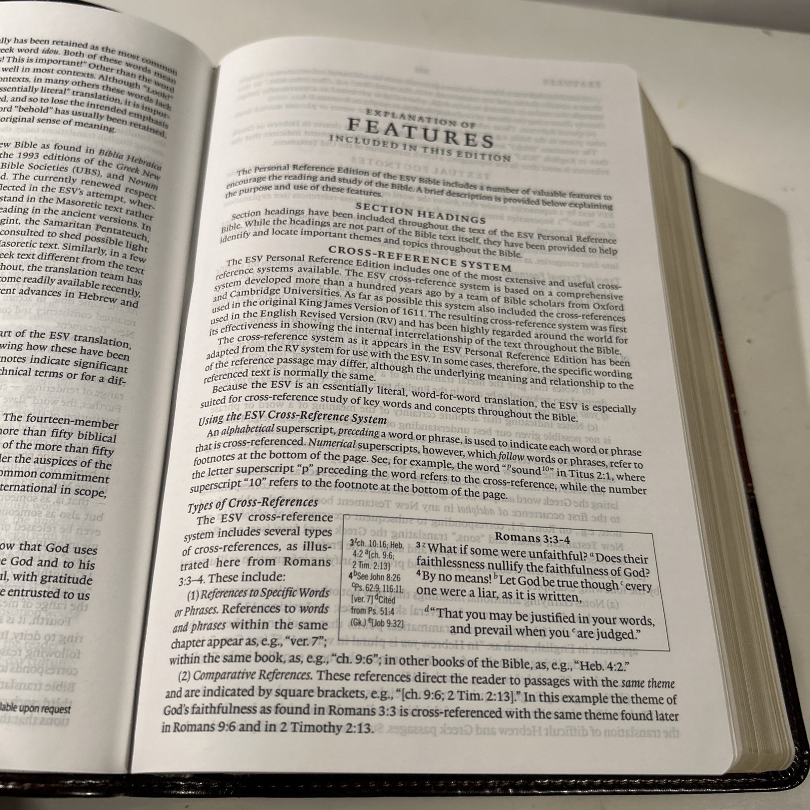 ESV Personal Reference Holy Bible Brown Tan Tru-Tone Single Column Side Ref.