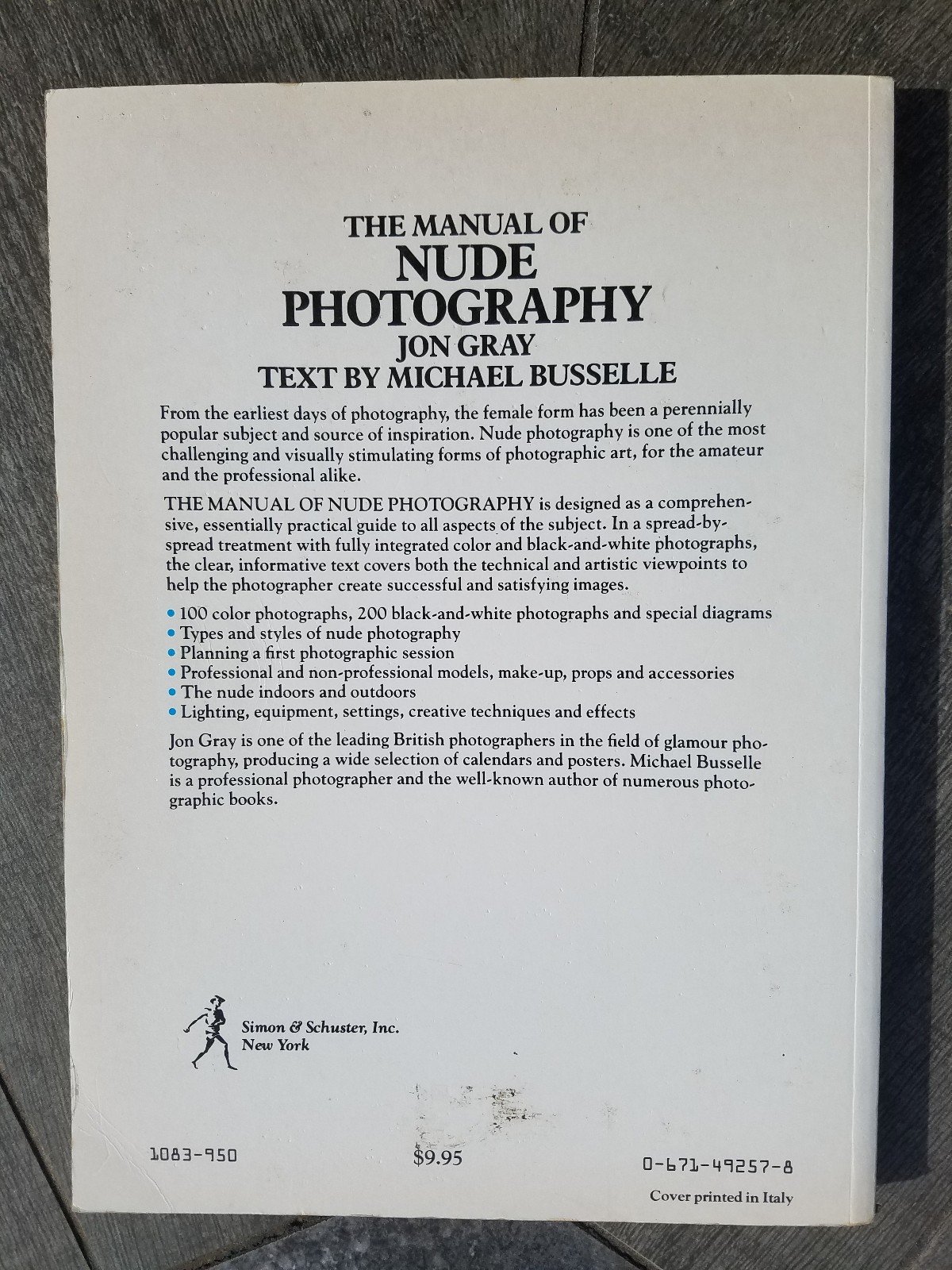 Manual of NUDE PHOTOGRAPHY by Jon Gray & Michael Busselle 1984 Softcover