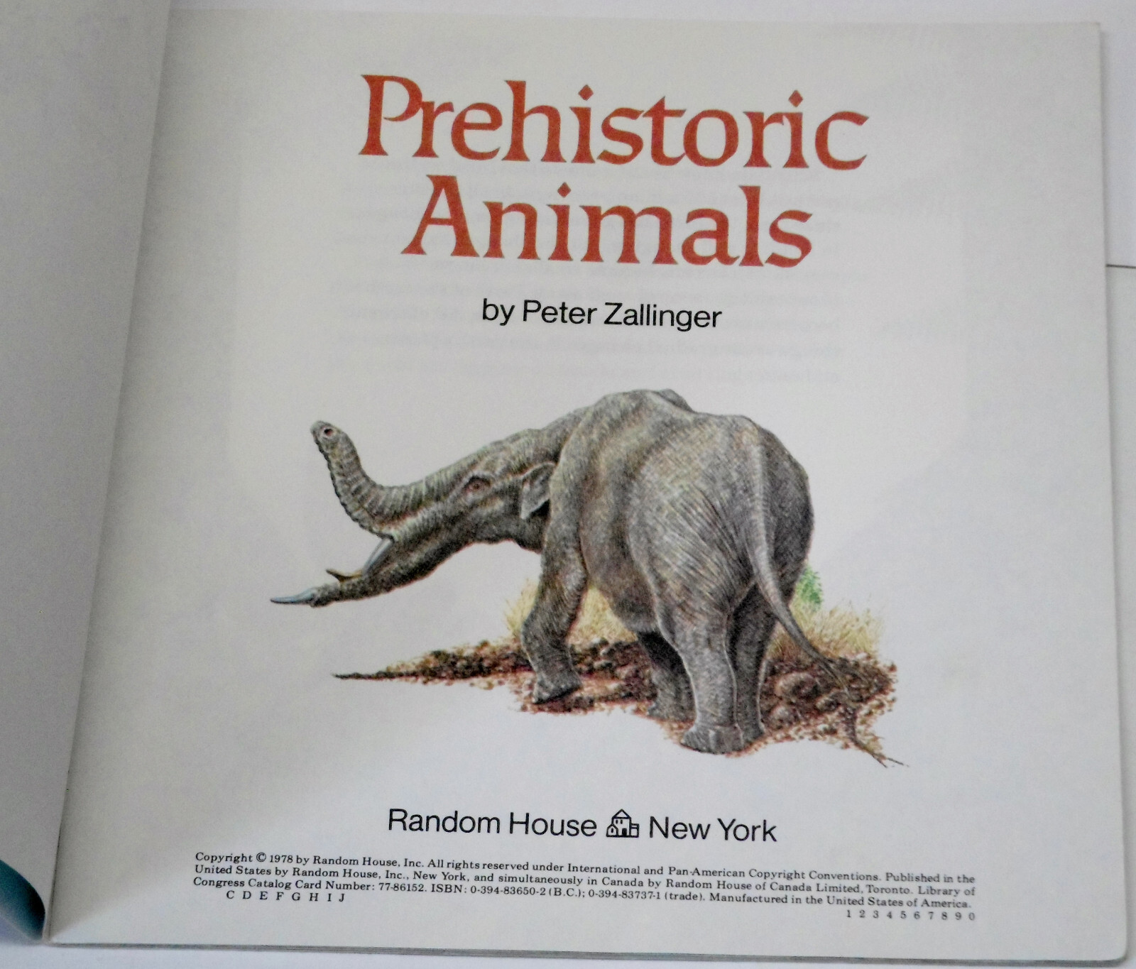 1978 Prehistoric Animals by Peter Zallinger Random House (PB)