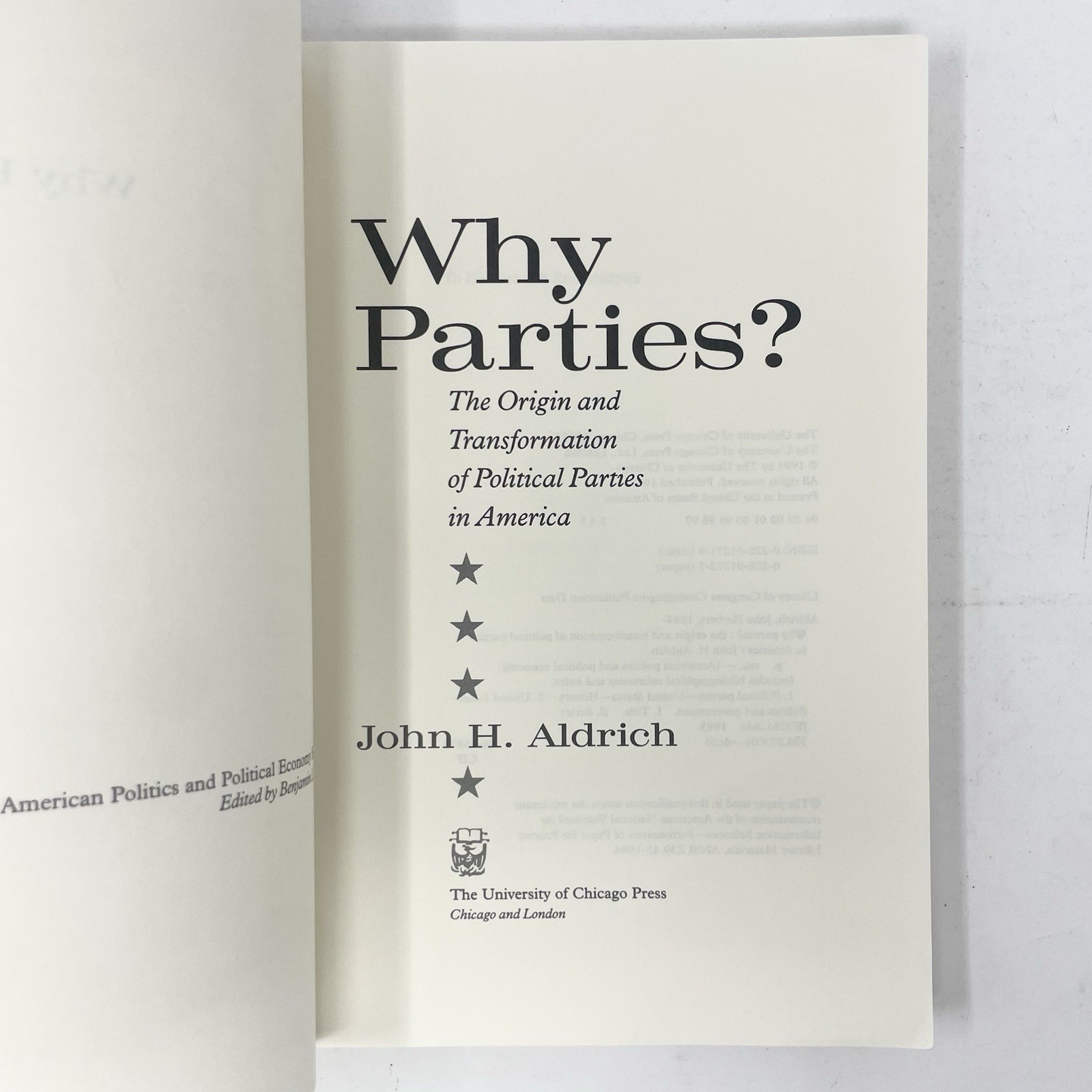 University of Chicago Press Why Parties? John H. Aldrich Paperback 1995