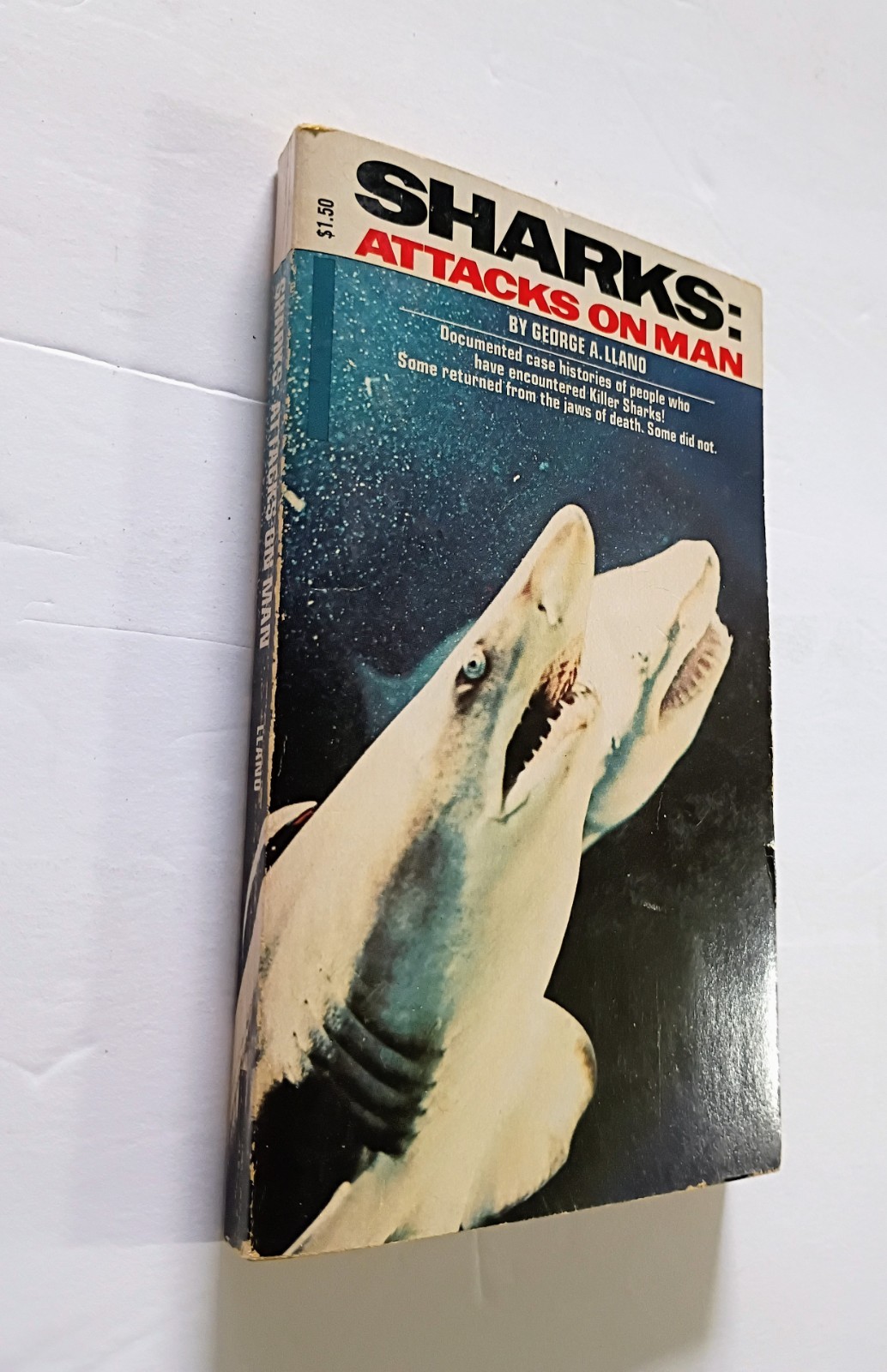 Sharks: Attacks on Man by George Albert Llano 1975 Vintage Shark Book