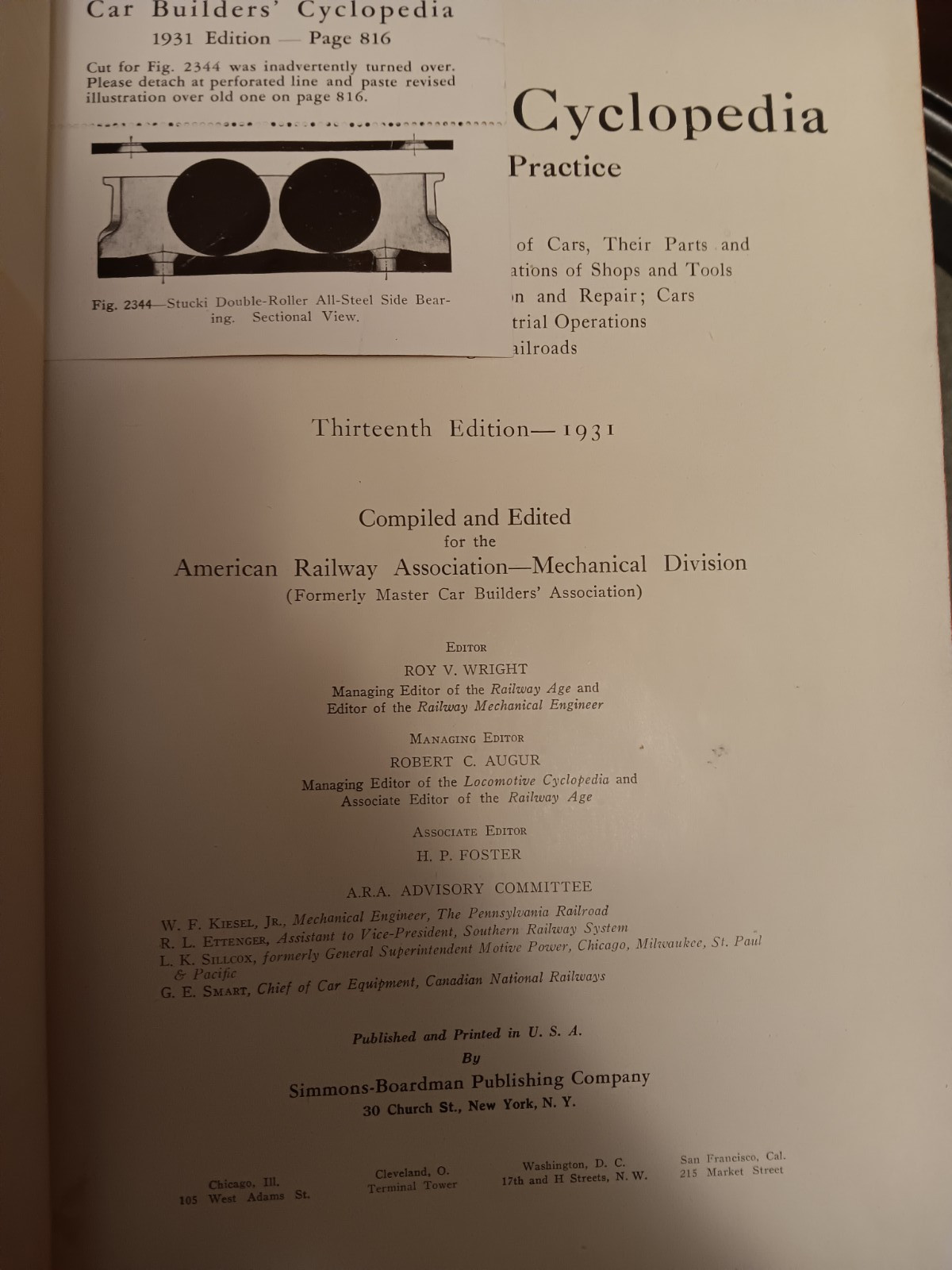 1931 CAR BUILDERS’ CYCLOPEDIA ORIGINAL HARDBACK w/ Historical Photographs