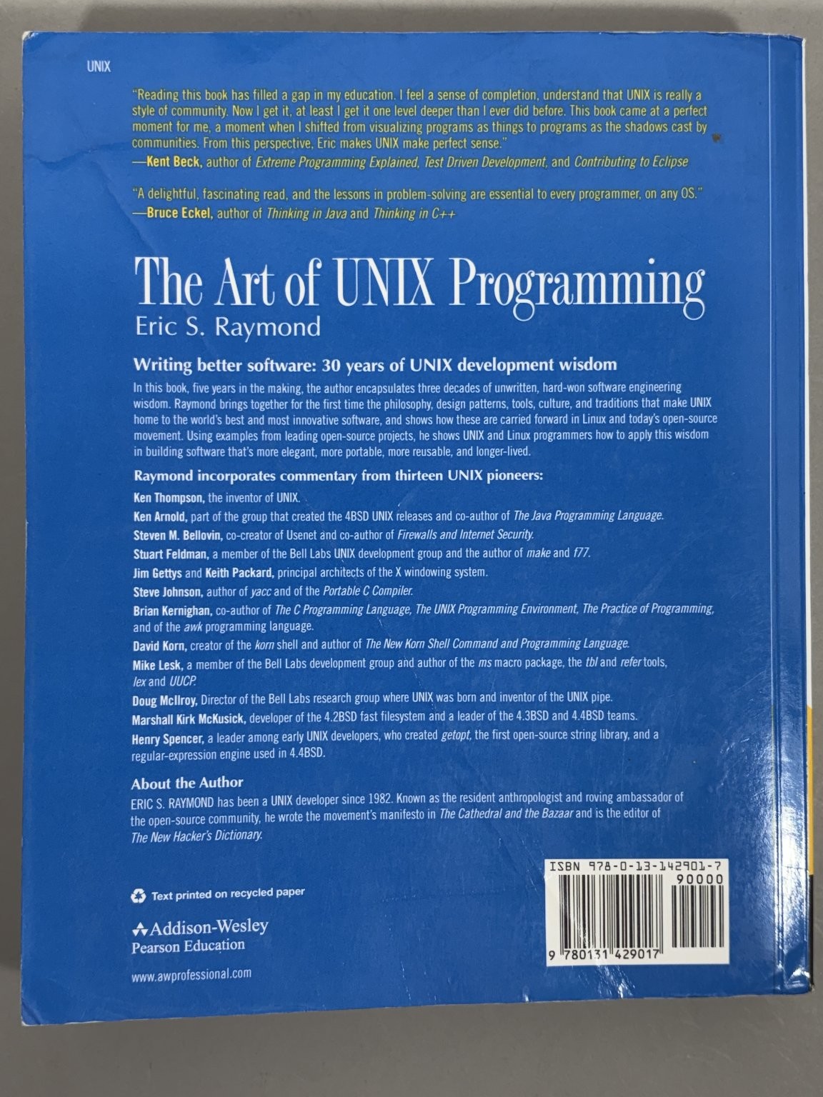 The Art of UNIX Programming Eric S. Raymond 2004 3rd Printing Addison-Wesley