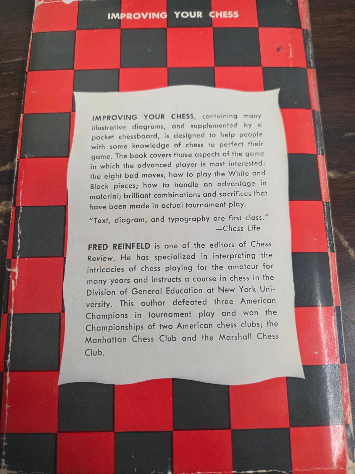 Improving your Chess by Fred Reinfeld Everyday Handbook 267 2nd printing 1956