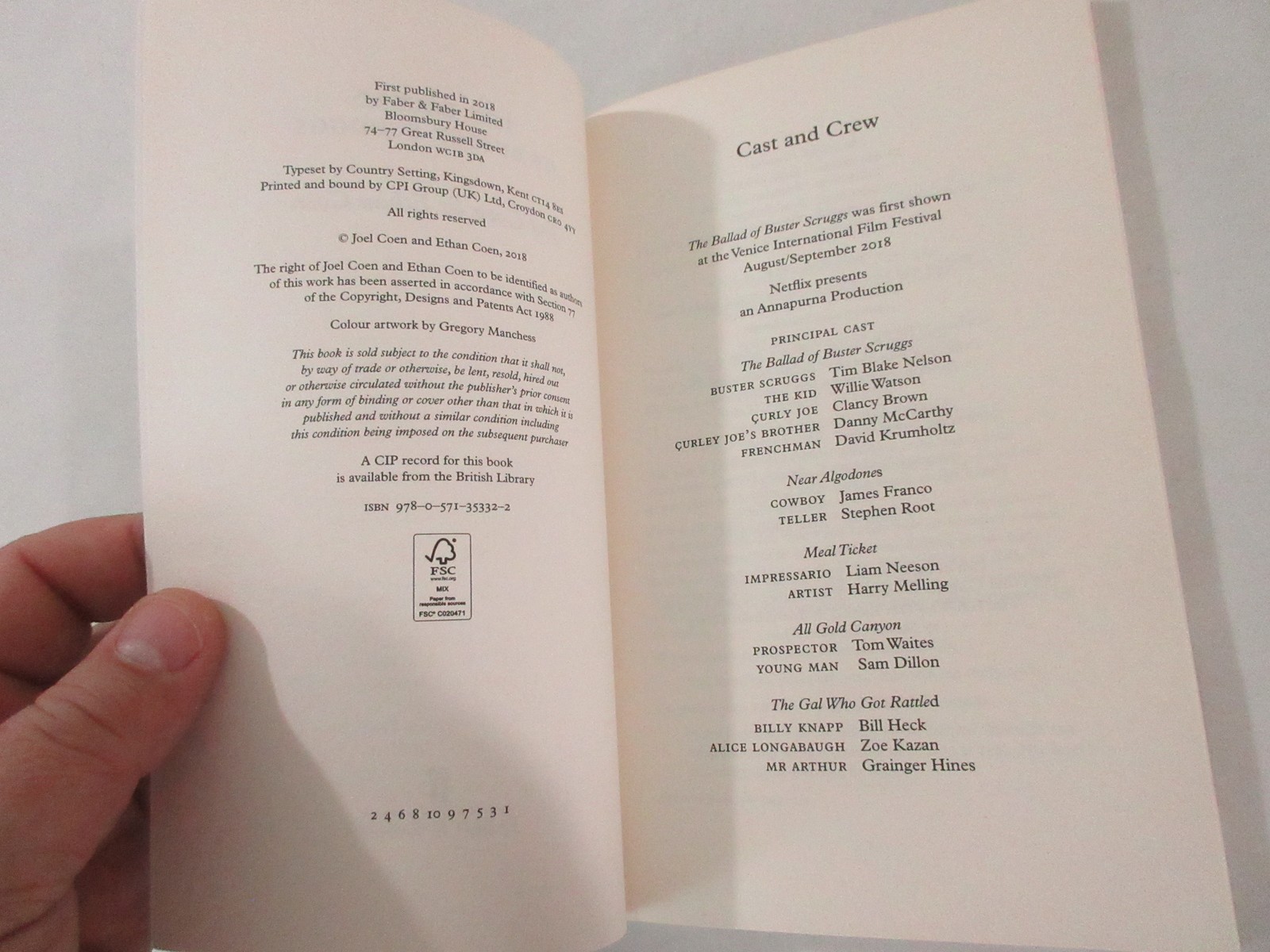 The Ballad of Buster Scruggs Screenplay Book by Joel & Ethan Coen Faber & Faber