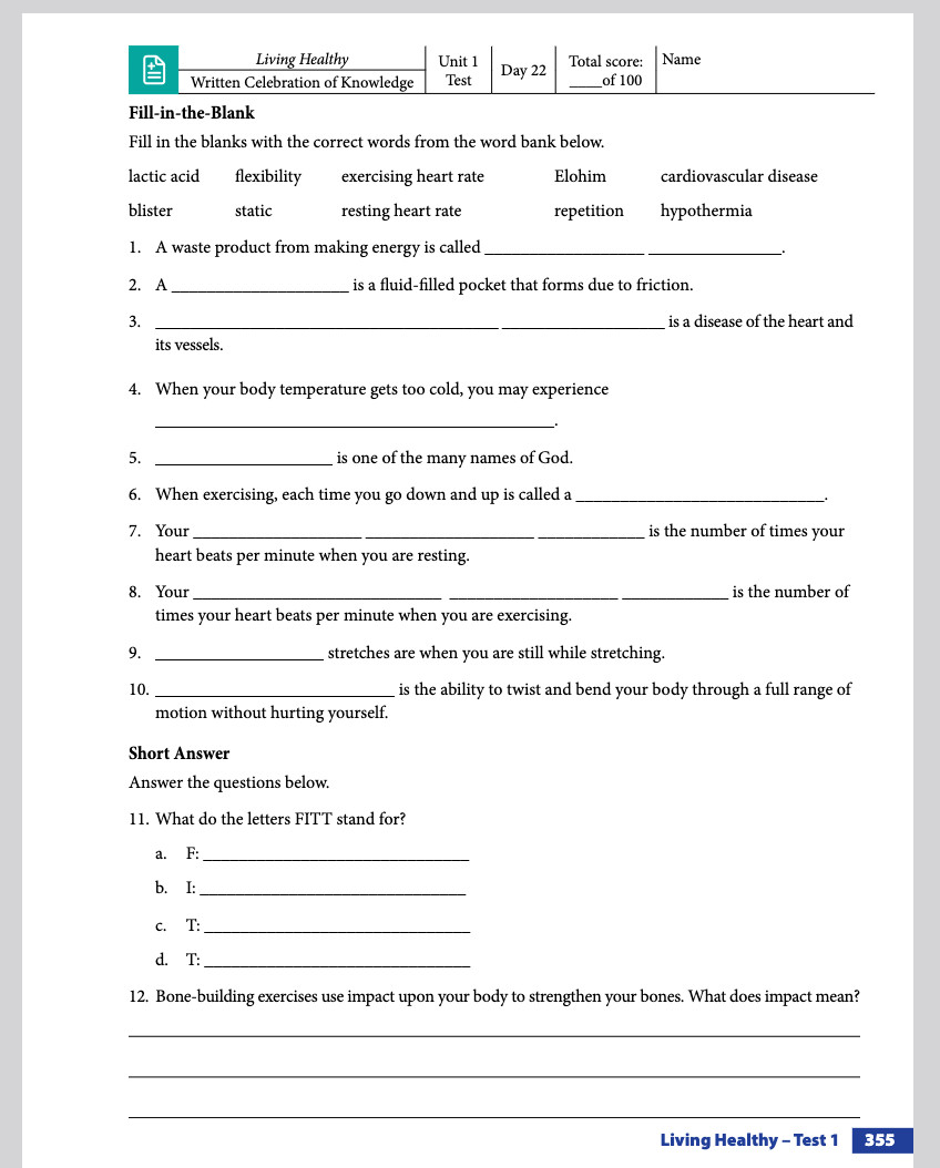 Masterbooks LIVING HEALTHY 4th 5th or 6th Grade Health curriculum MB homeschool