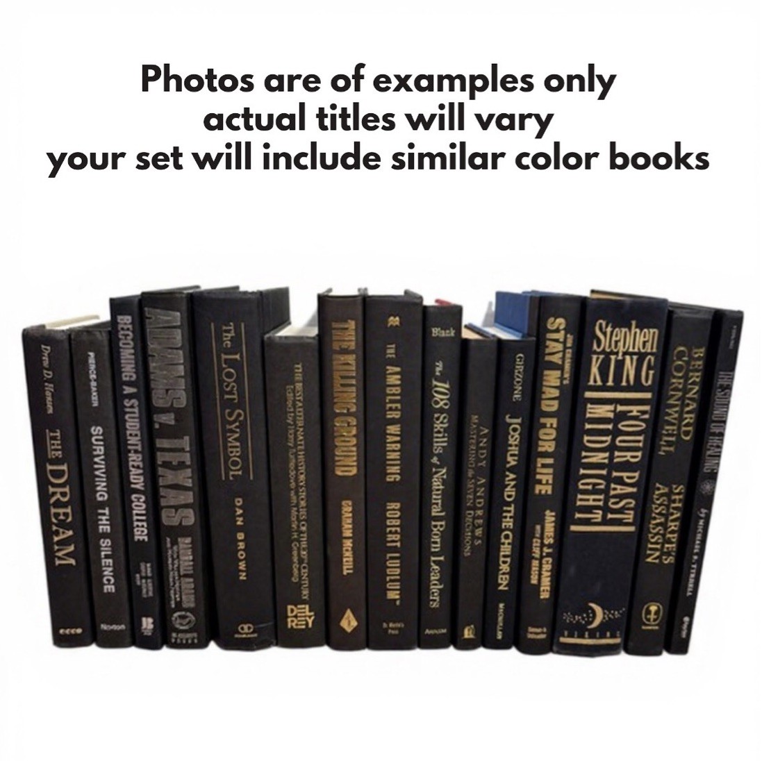 Lot of 10 Hardcover BLACK Books for Staging Prop Decor Real Books