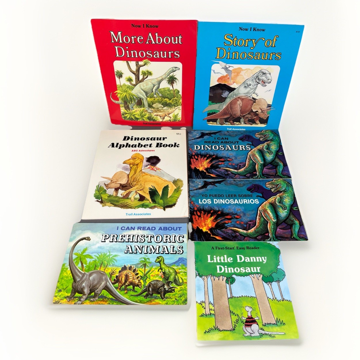Lot of 7 Vintage Troll Associates Dinosaur Books Dinos Prehistoric Animals