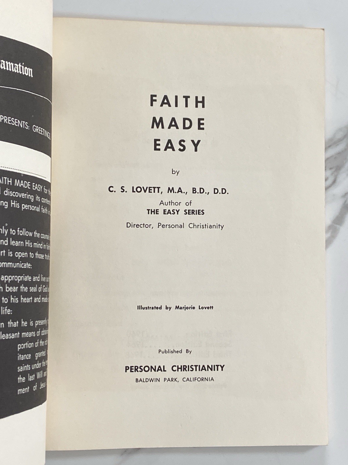 Faith Made Easy C.S. Lovett 1968 3rd Ed. Personal Christianity Vintage Booklet