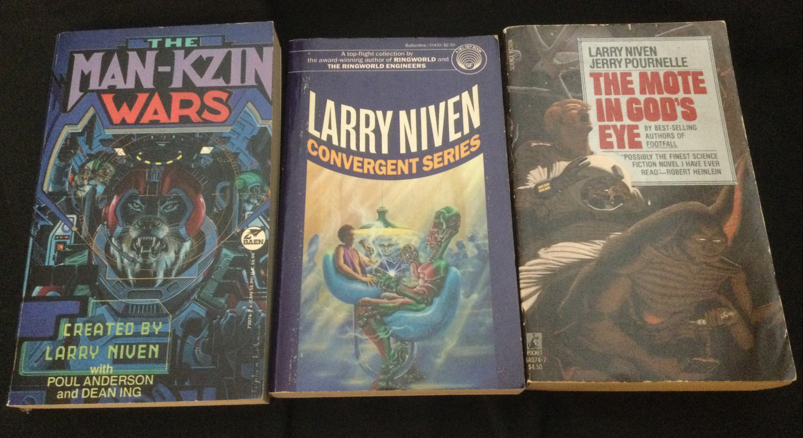 12 SF PBs by Larry Niven: Man-Kzin Wars, Ptavvs, Mote in God’s Eye, Ringworld++