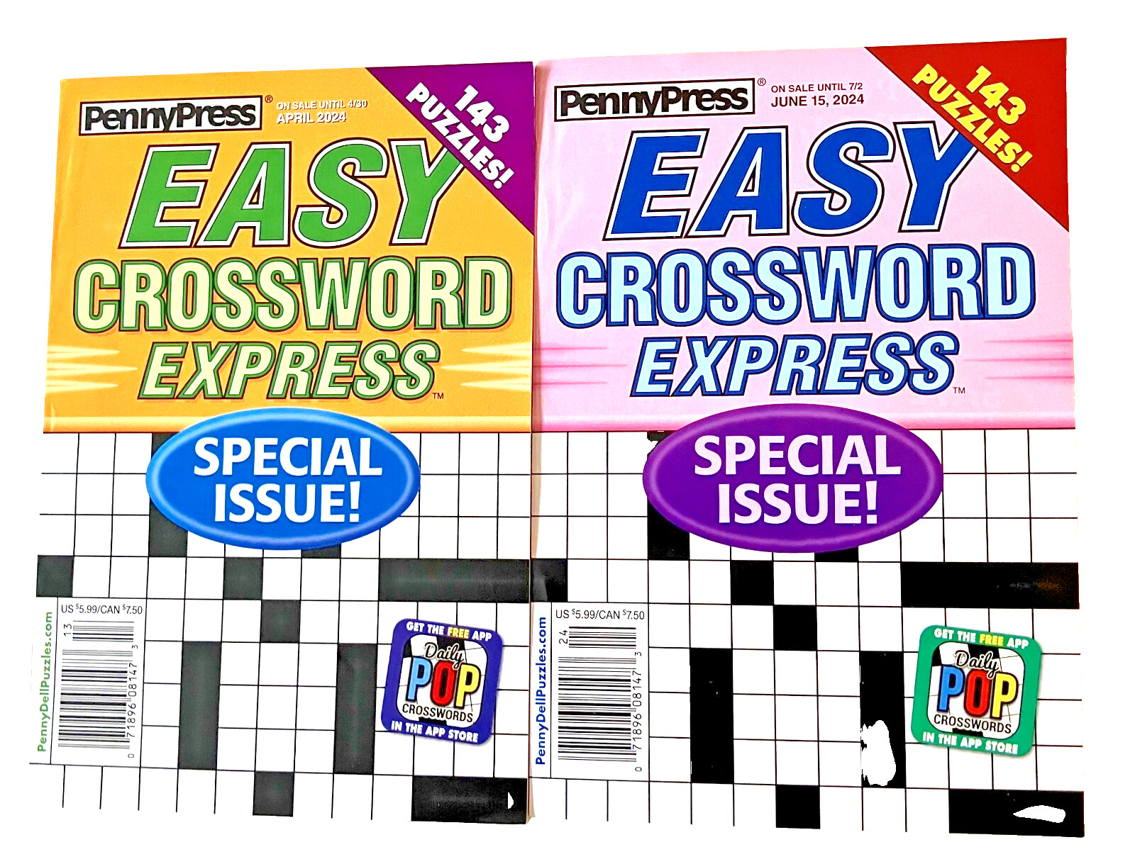 NEW Lot of 2 Penny Press Dell Crossword Express SPECIAL Issue Puzzle Books