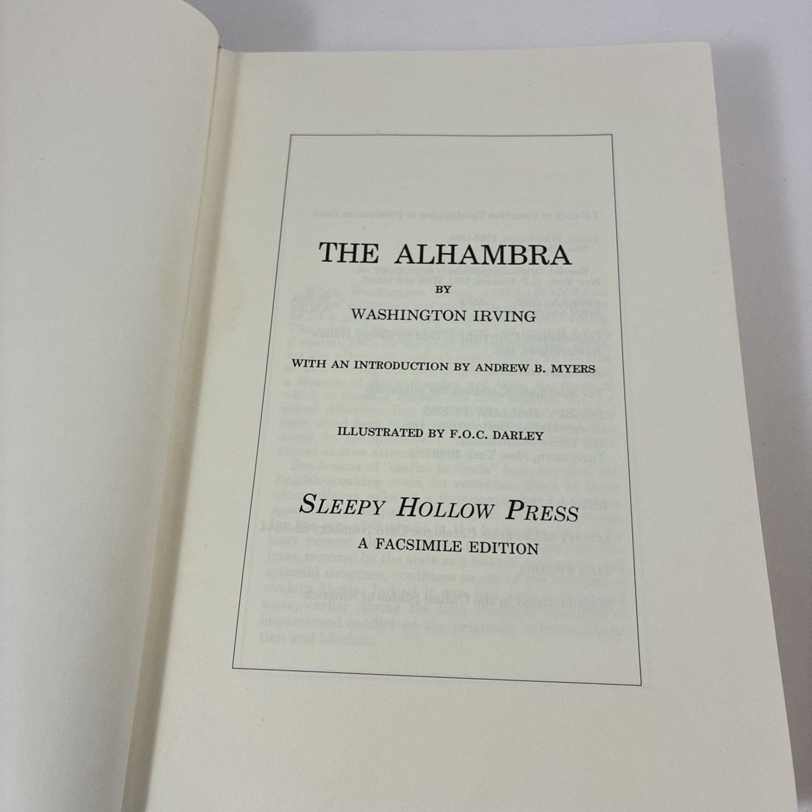 THE ALHAMBRA Washington Irving Sleepy Hollow Press Facsimile 1982 HCDJ 1st Print