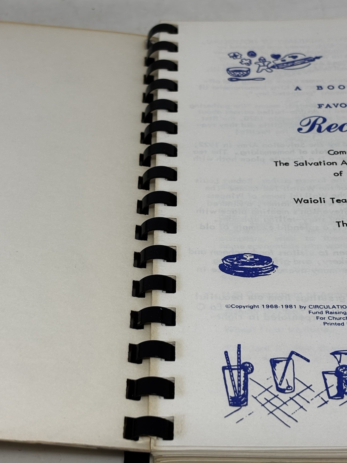 Waioli Cookbook III Spiral Salvation Army Honolulu 74 pgs 1978 VTG