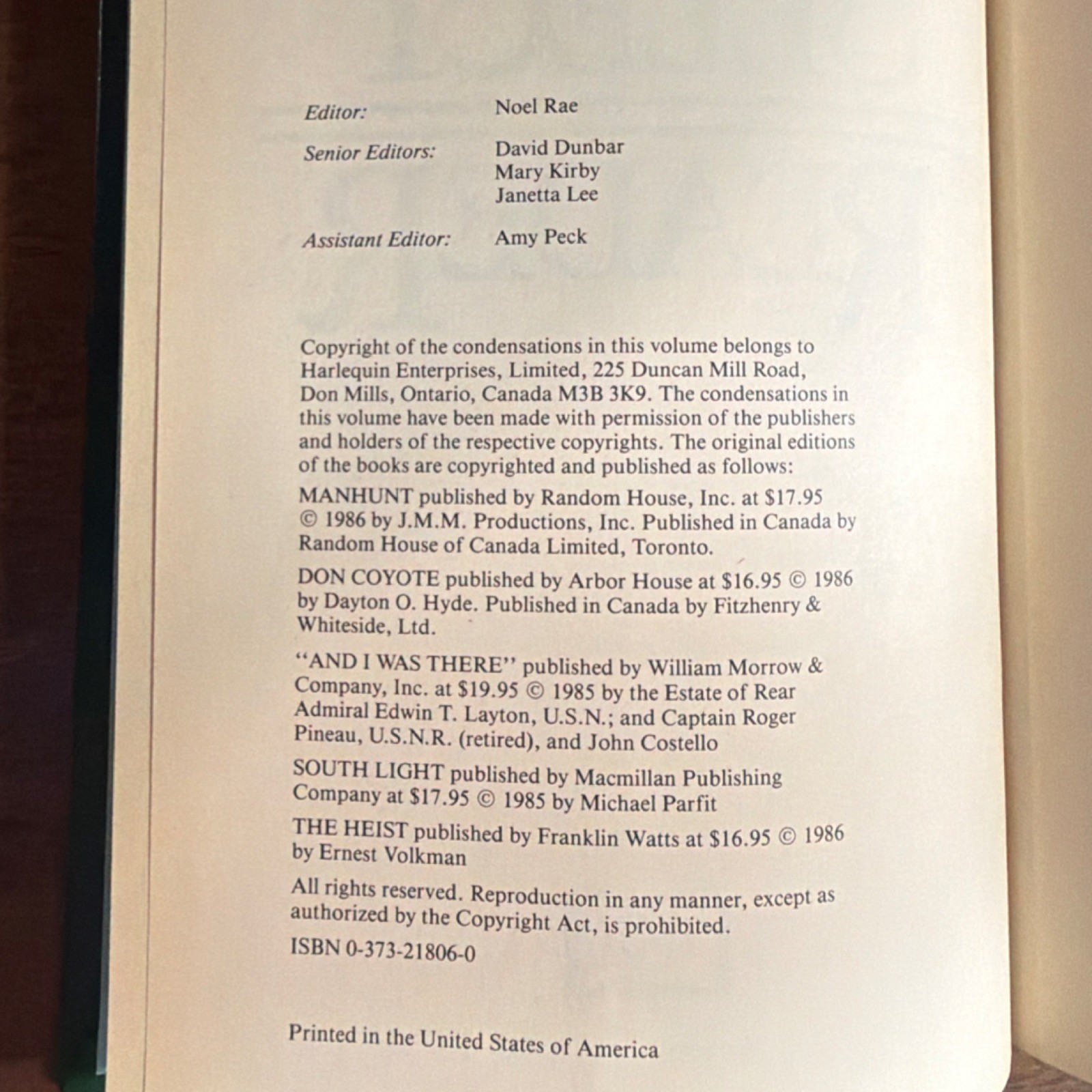 TSR The Select Reader, HC 1986 DJ, Nonfiction True Crime History Travel