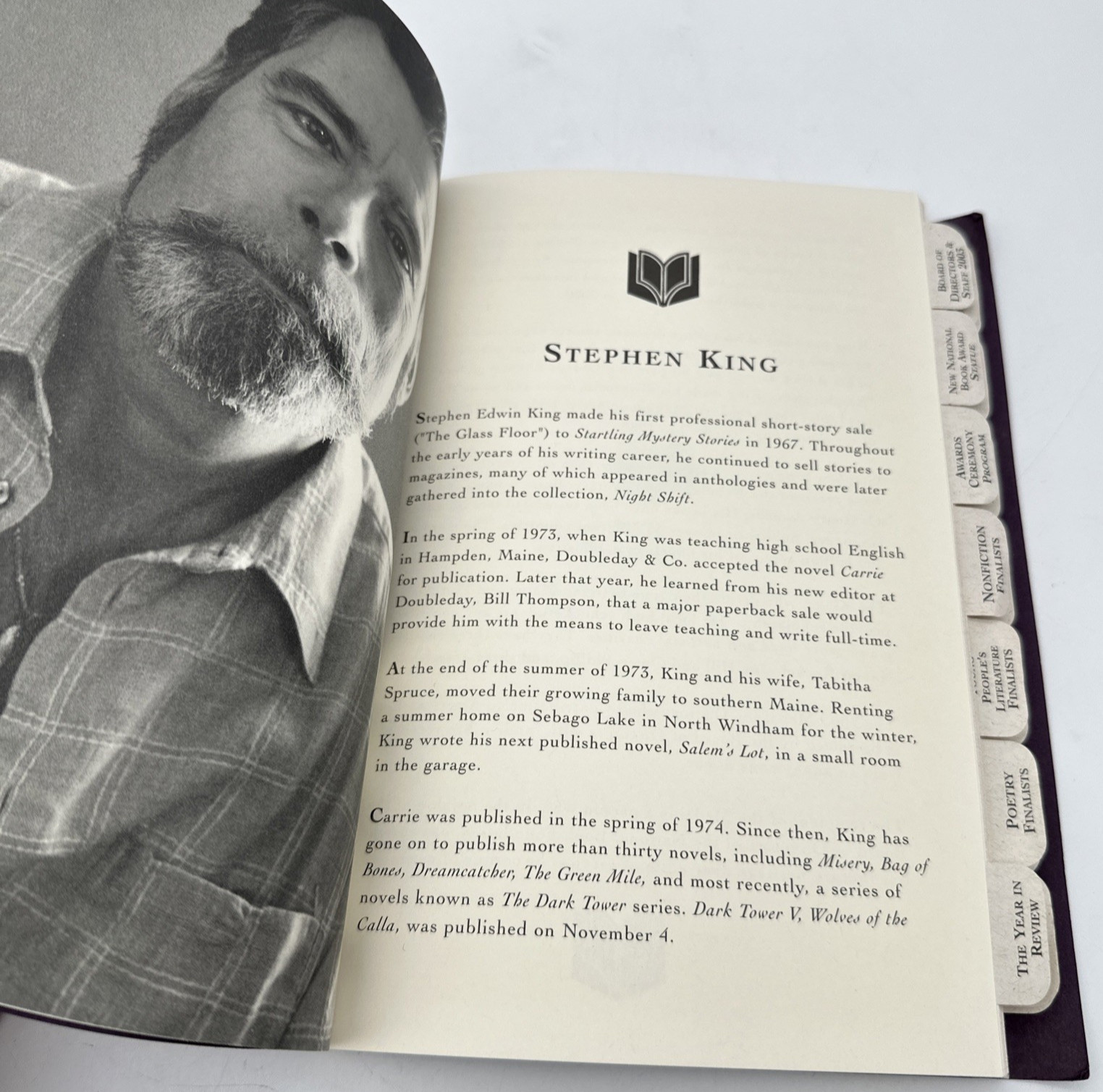 54th National Book Awards Program November 2003 Stephen King Notable Good