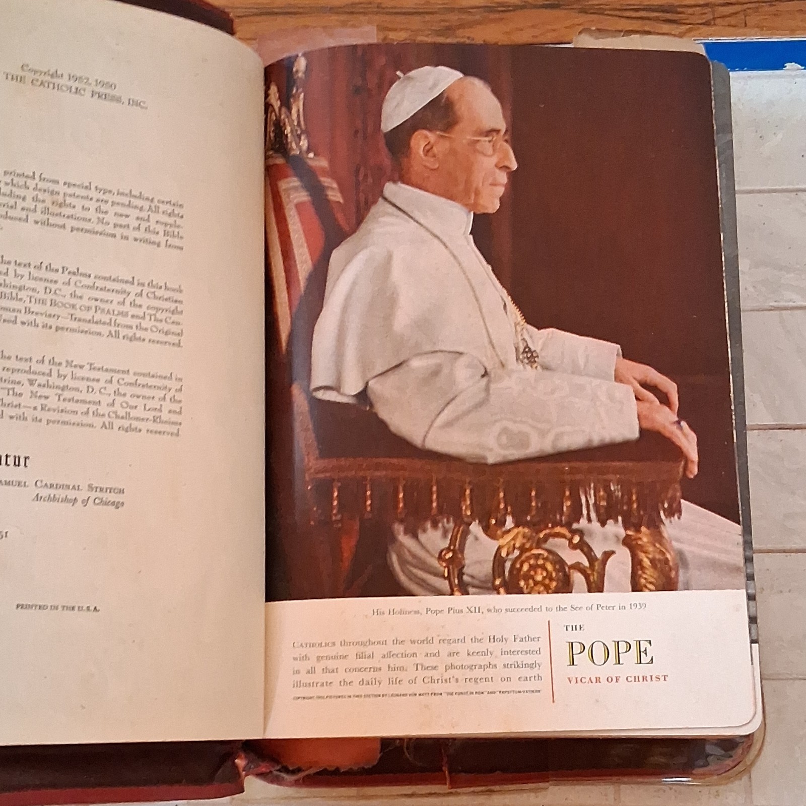 The Holy Bible Papal Edition Hardcover Illustrated The Catholic Press, Inc. 1952