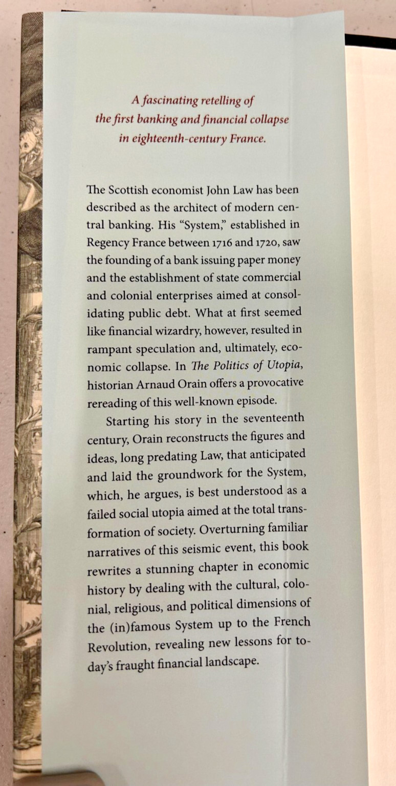 Politics of Utopia by Arnaud Orain HC DJ University of Chicago Press 2024