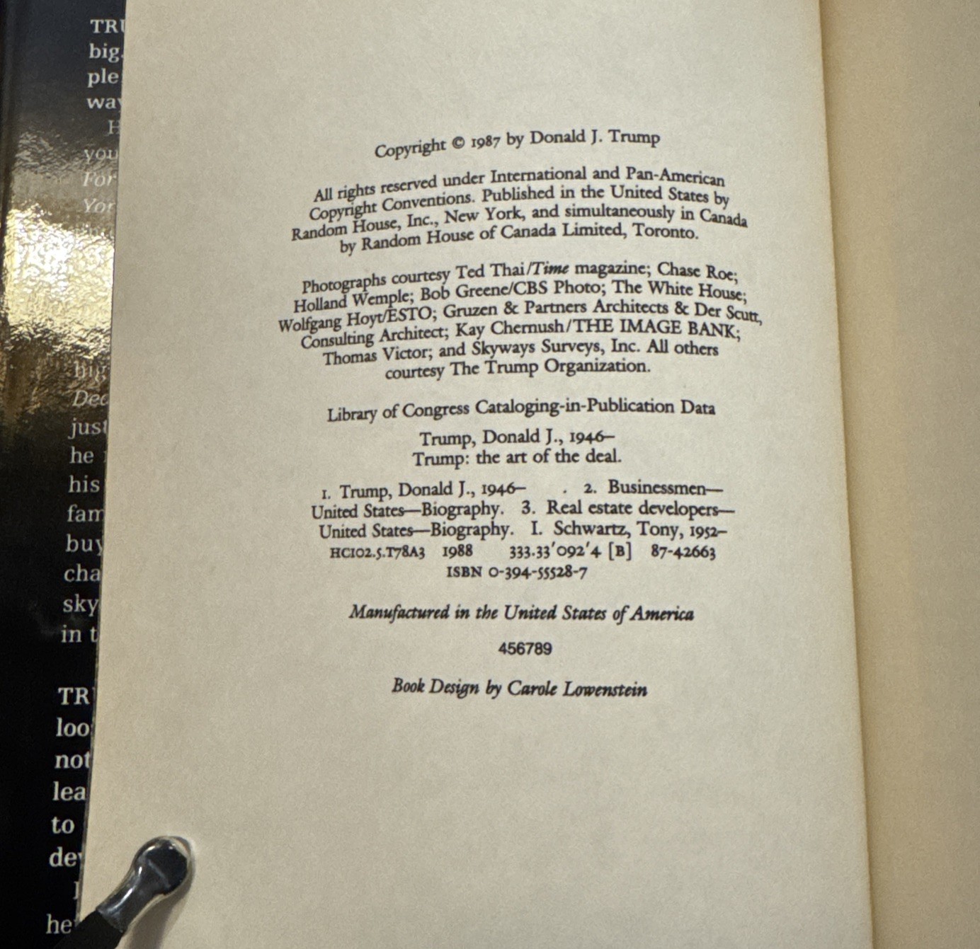The Art of the Deal – Donald Trump (1987, Hardcover) First Edition/4th Print, G