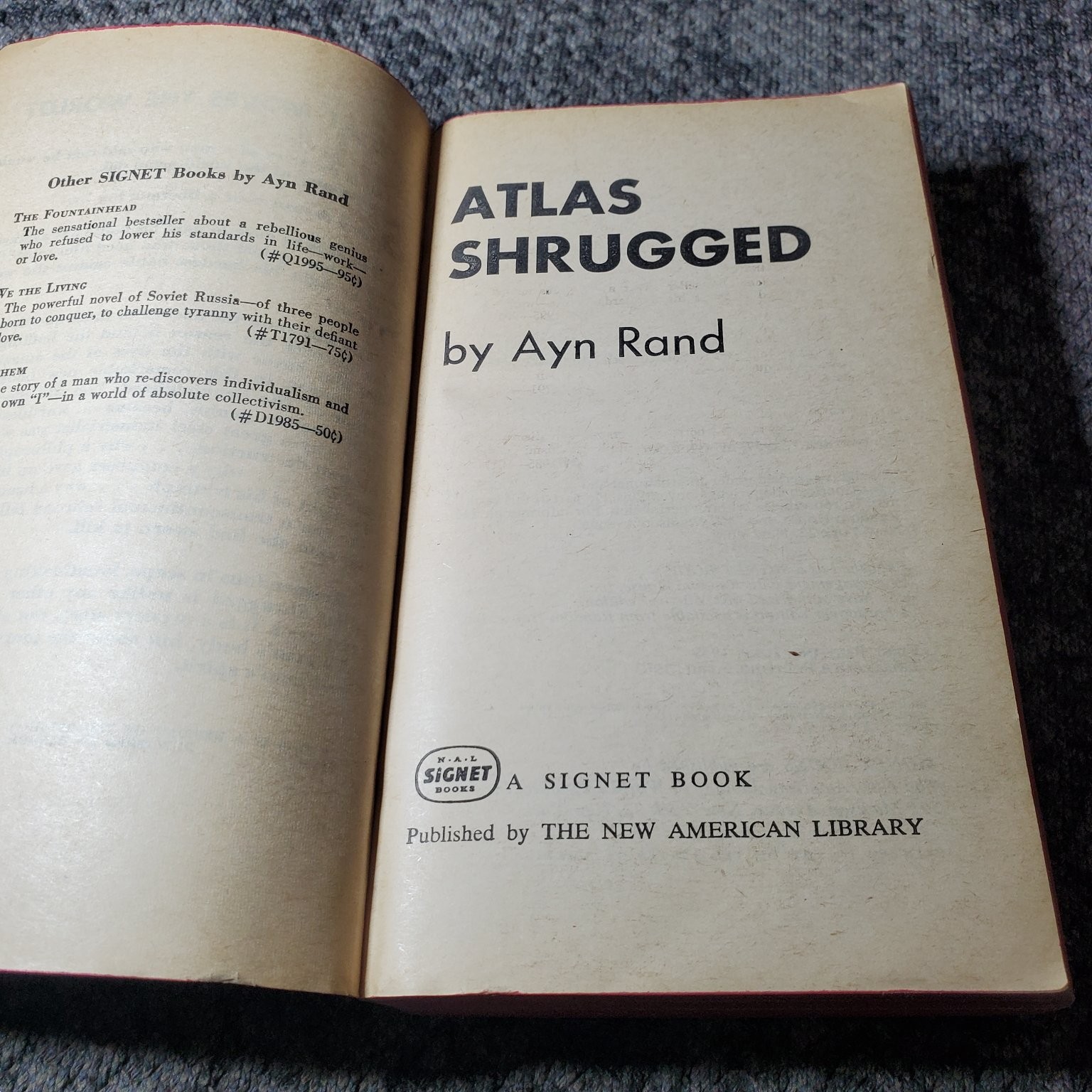 Atlas Shrugged Ayn Rand 1963 Thirteenth Printing Paperback Signet Book