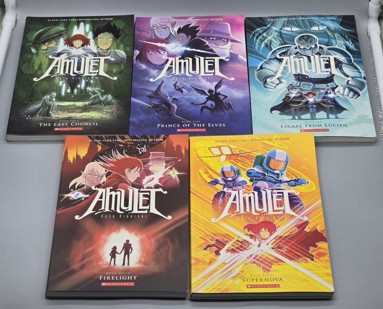 Lot of 5 Amulet Graphic Novels by Kazu Kibuishi Scholastic Books Vols 4 to 8