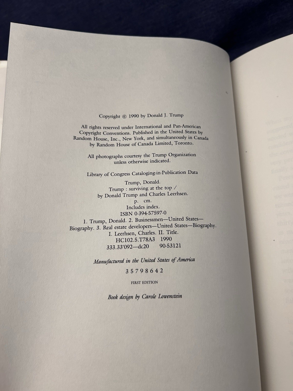 Lot 2 Donald Trump Surviving at the Top 1st editions Art of the Comeback HC DJ