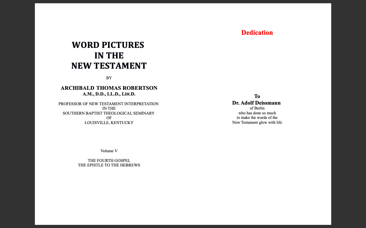 Word Pictures in the New Testament by AT Robertson (E-Book Set ) ALL 6 Volumes